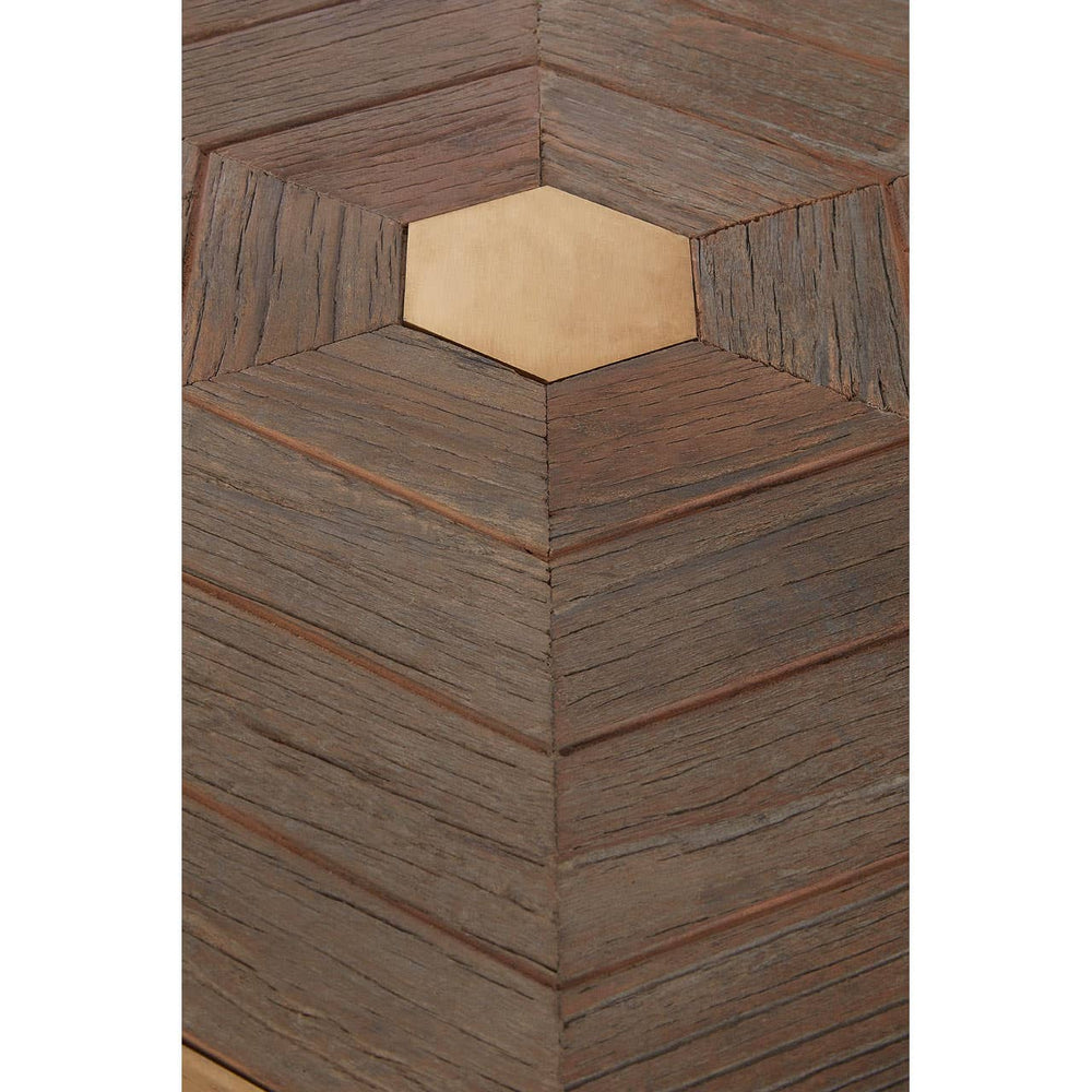 Golden Hexagon Elm End Table