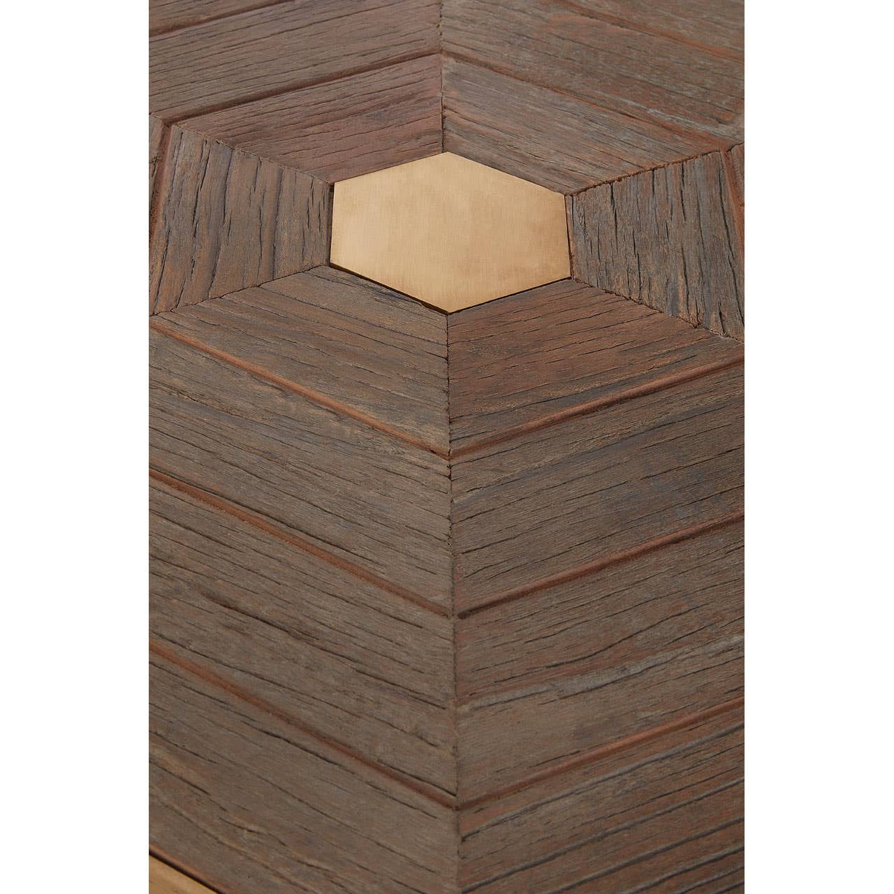 Golden Hexagon Elm End Table
