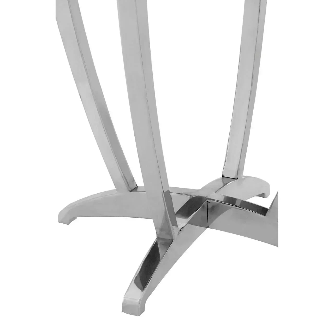 Chrome dining table base with curved legs and cross-shaped support