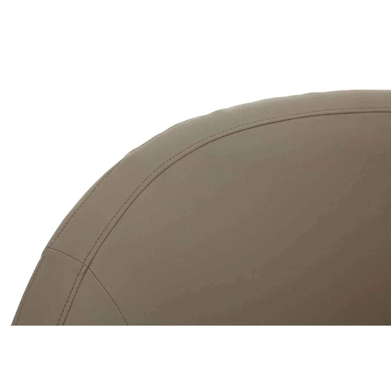 Closeup of beige leather sofa backrest showing stitching detail