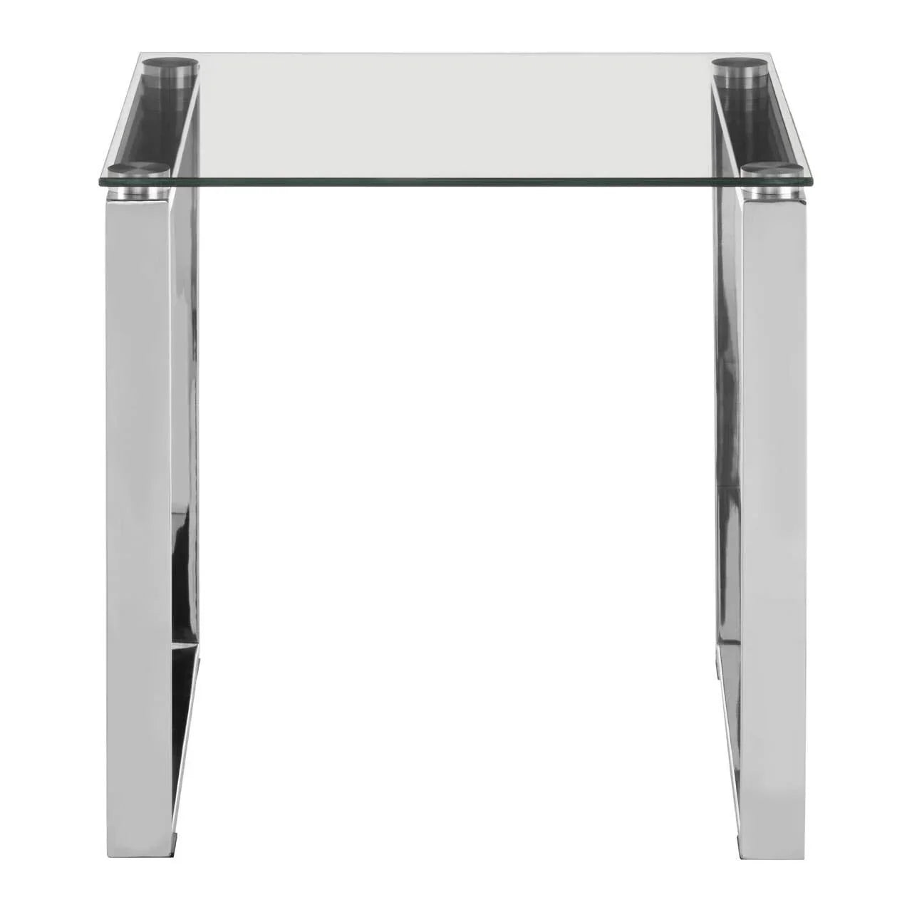 Reflective Silver Glass End Table