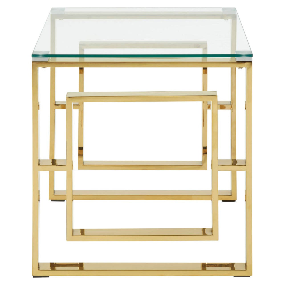 Gold Chrome Glass Square Table