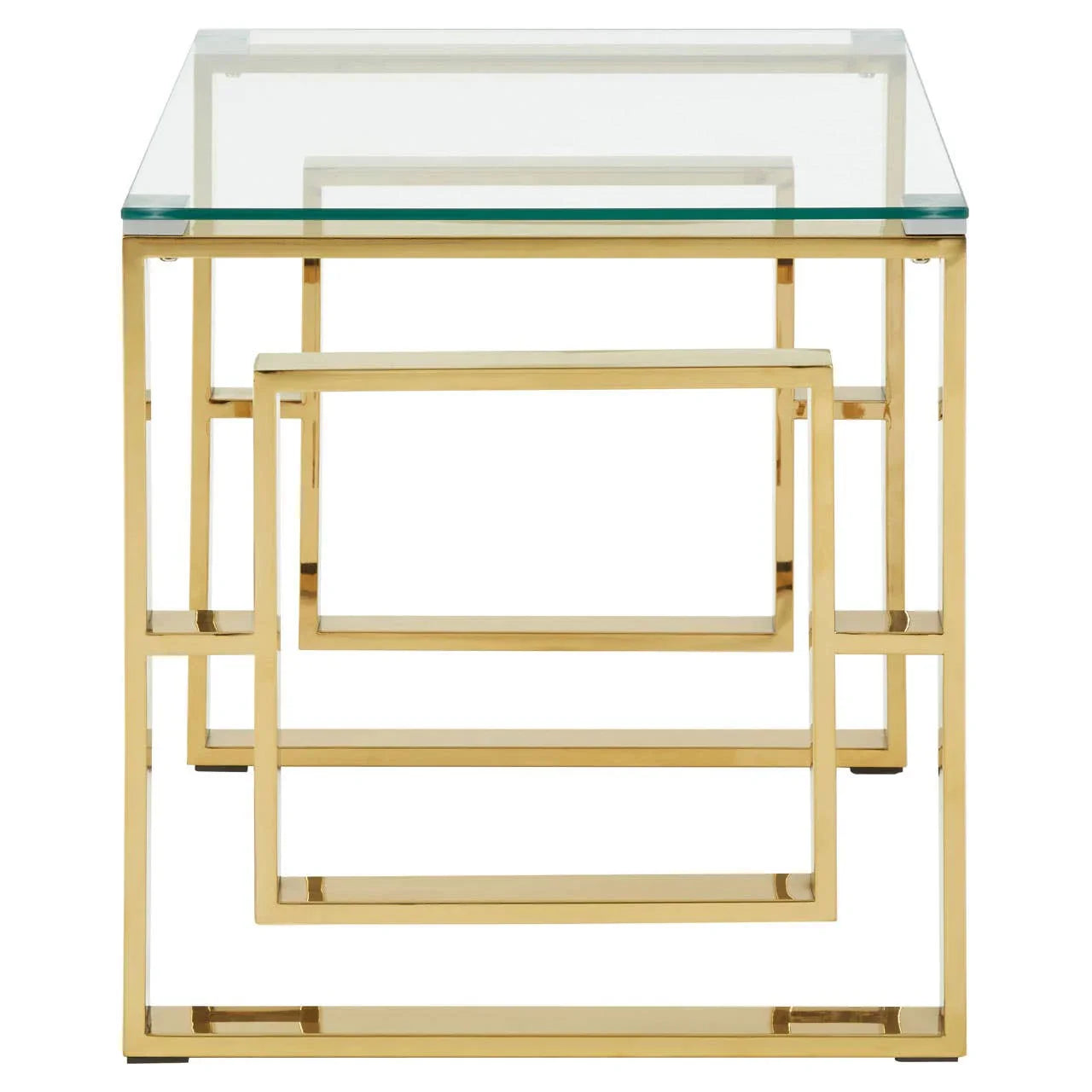 Gold Chrome Glass Square Table