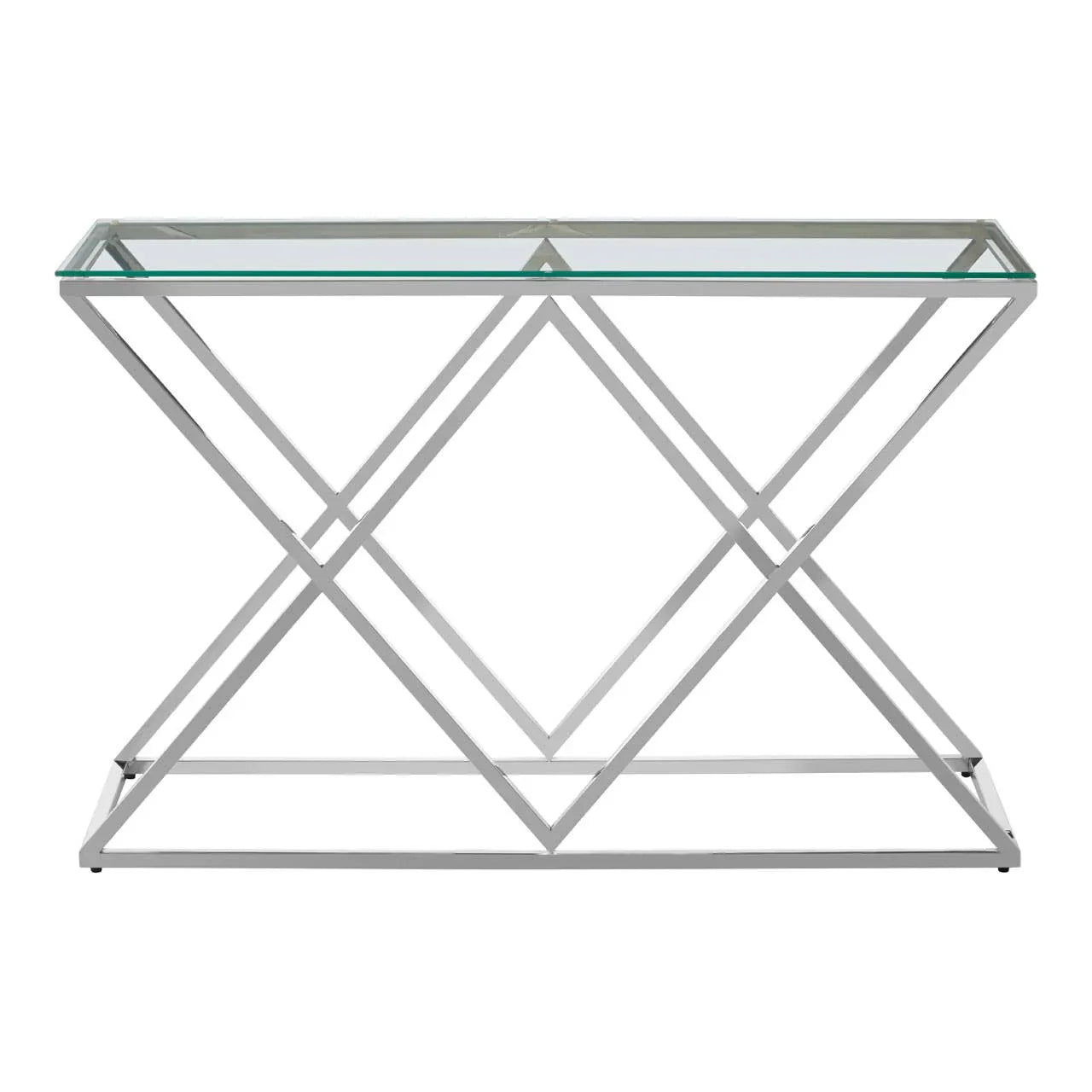 Prism Base Silver Glass Console