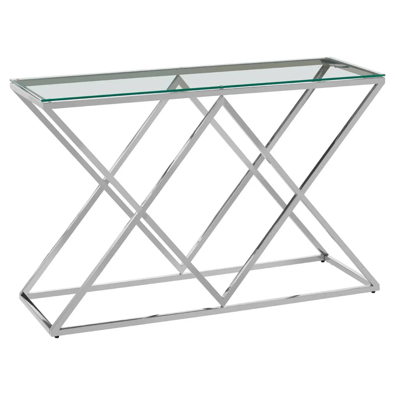 Prism Base Silver Glass Console