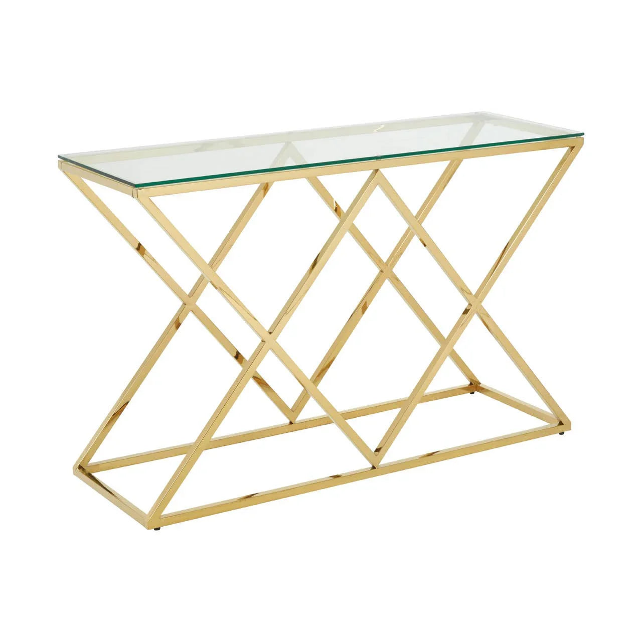 Golden Allure Glass Console Table