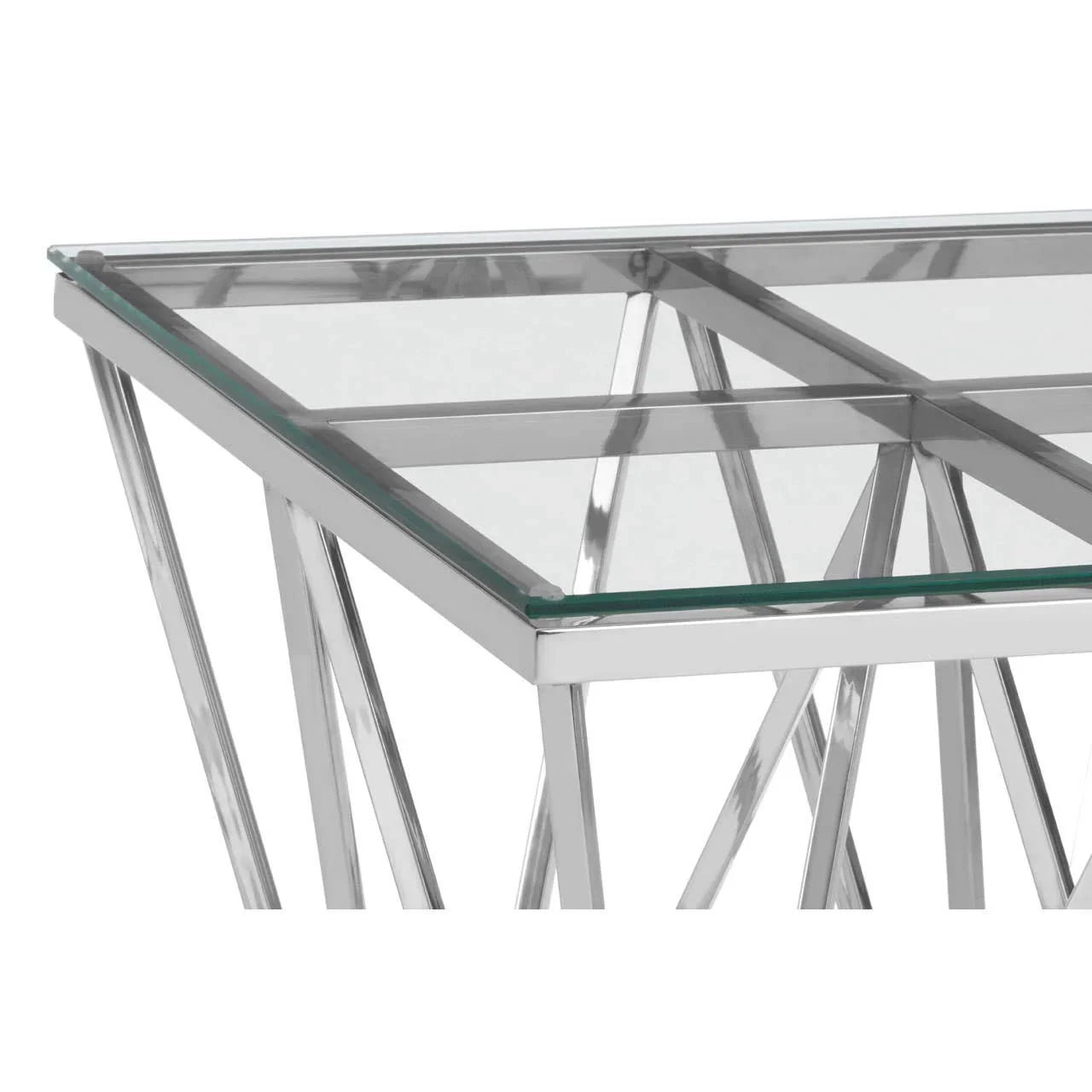Prismatic Silver Glass End Table