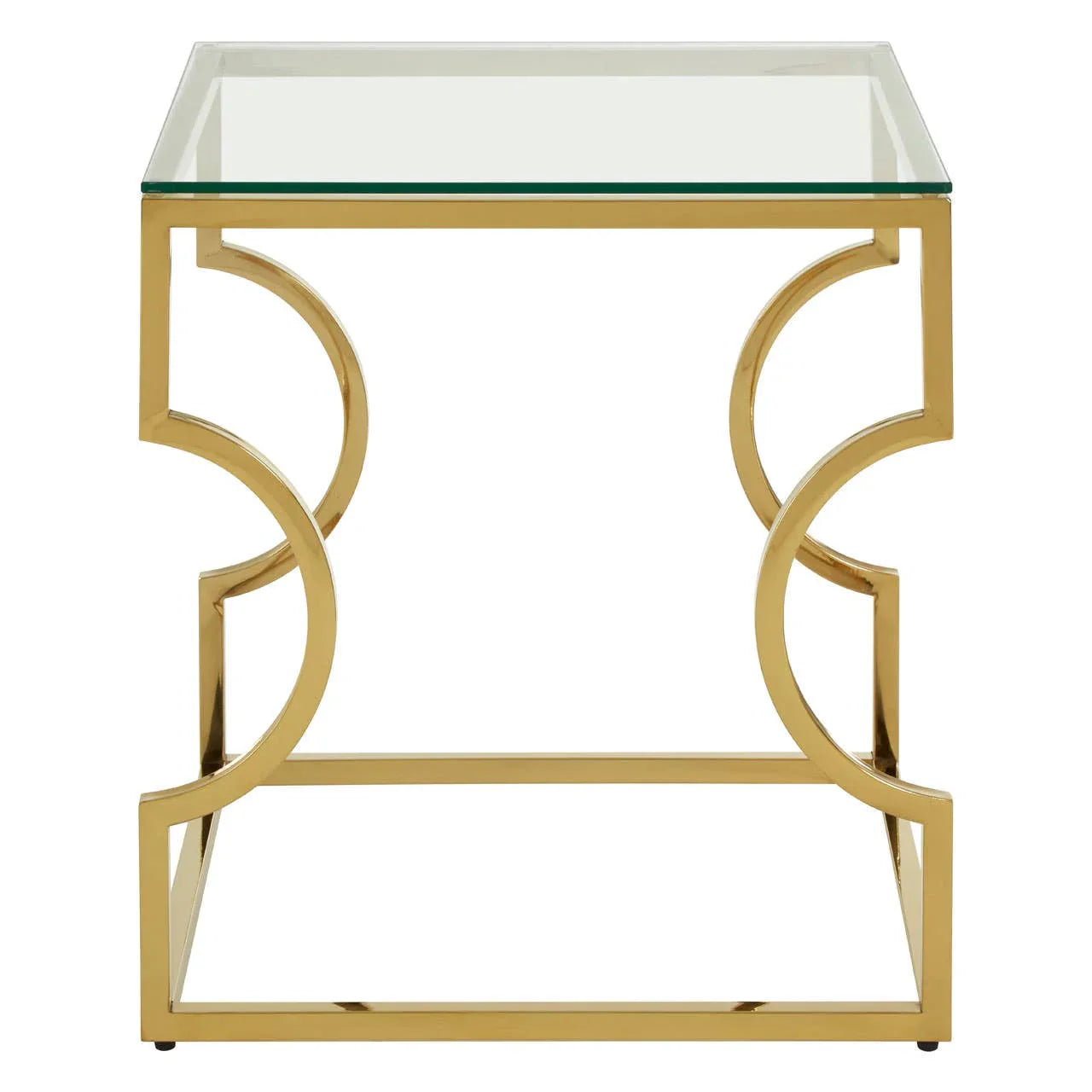 Curved Gold Glass End Table
