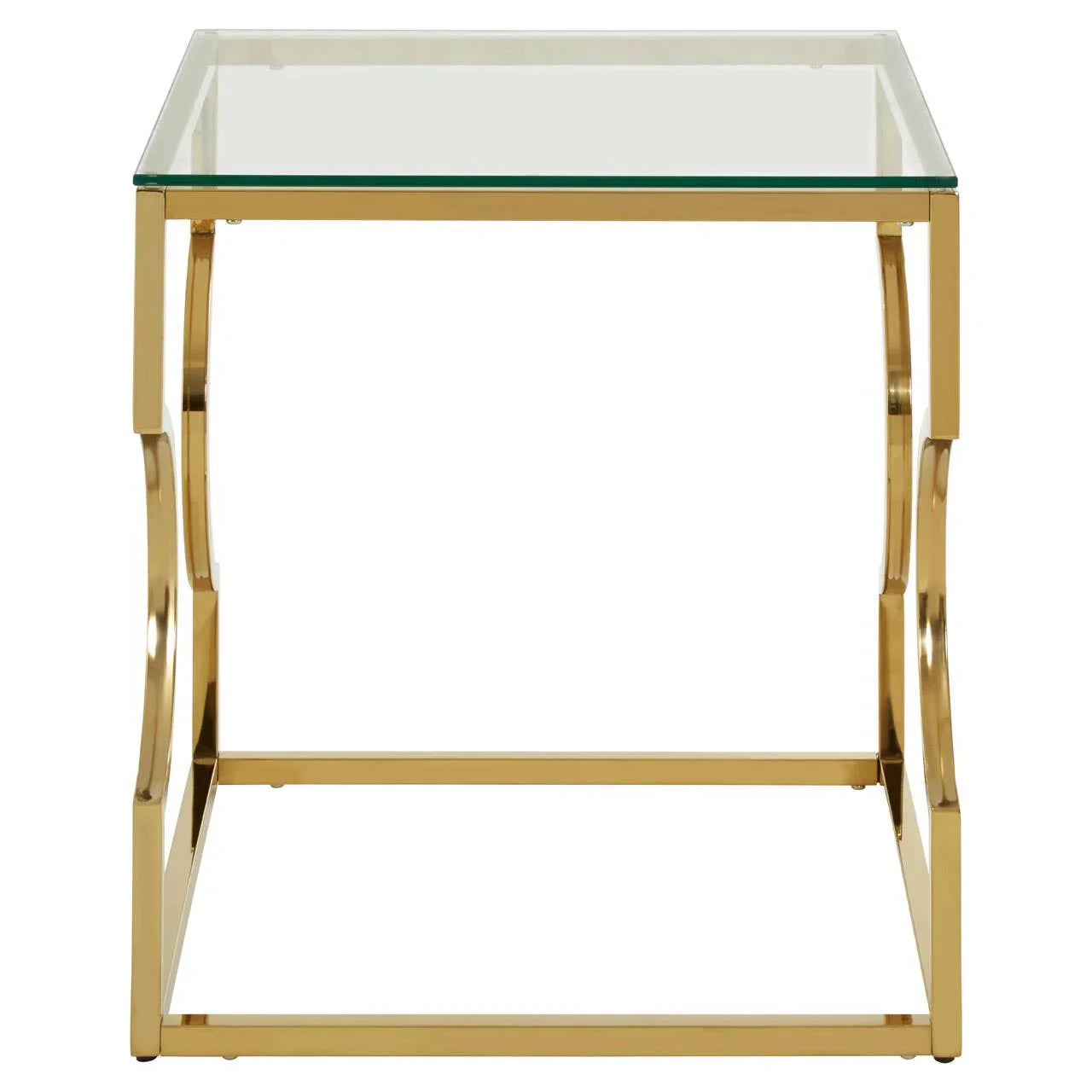 Curved Gold Glass End Table