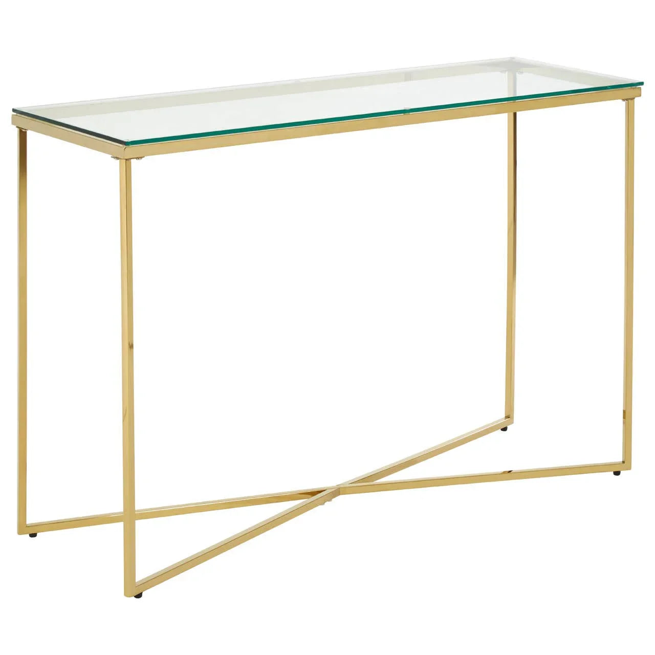 Luxury Gold Glass Console Table