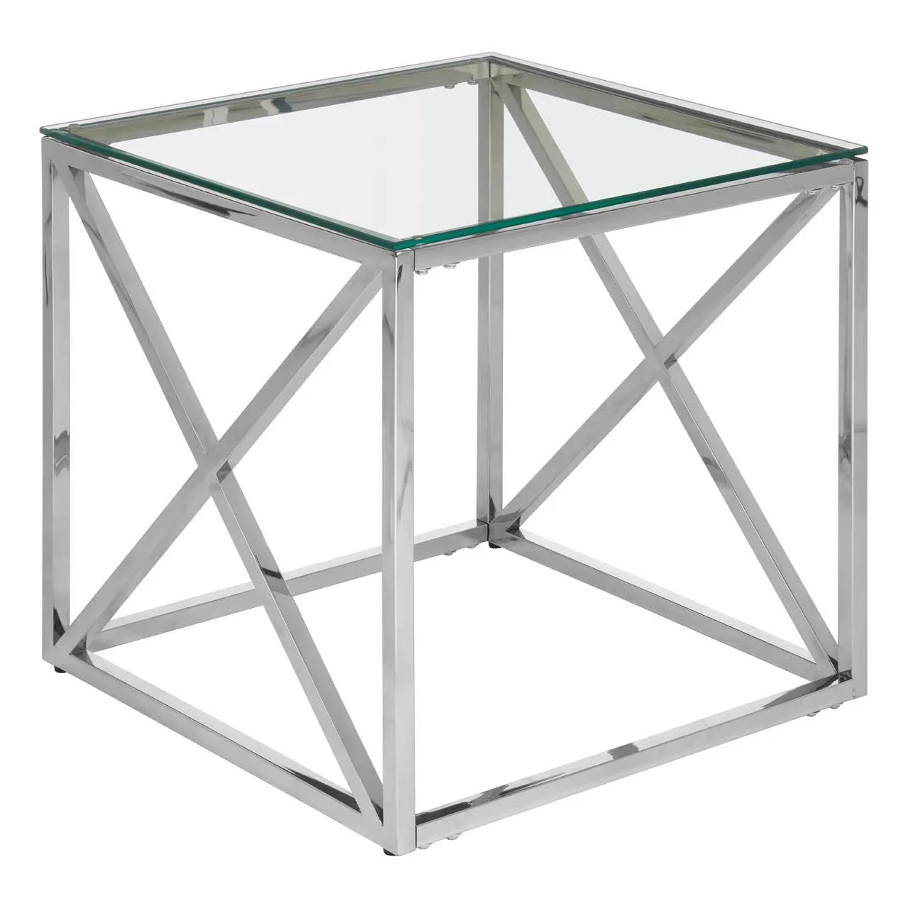Sleek Stainless Steel End Table