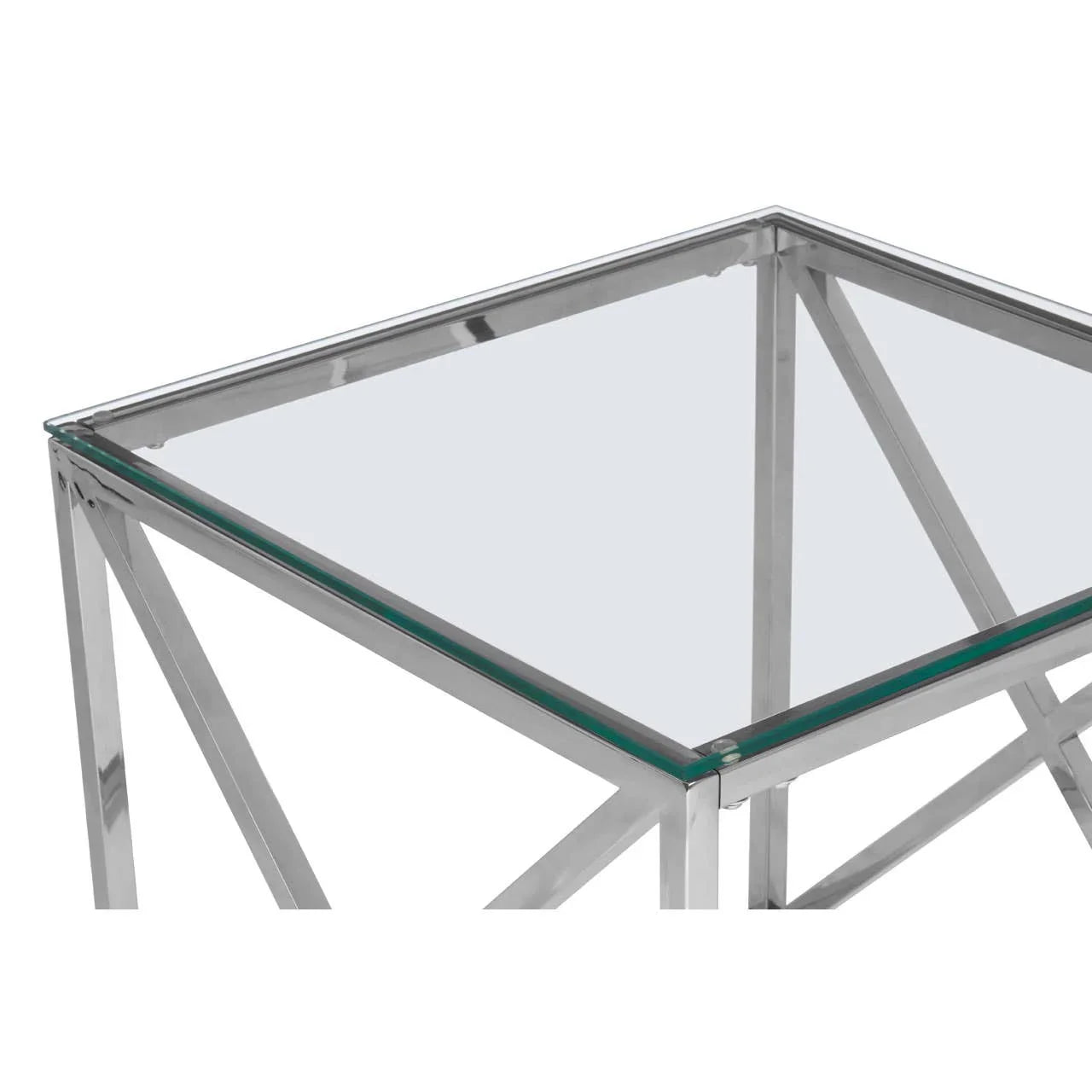 Sleek Stainless Steel End Table