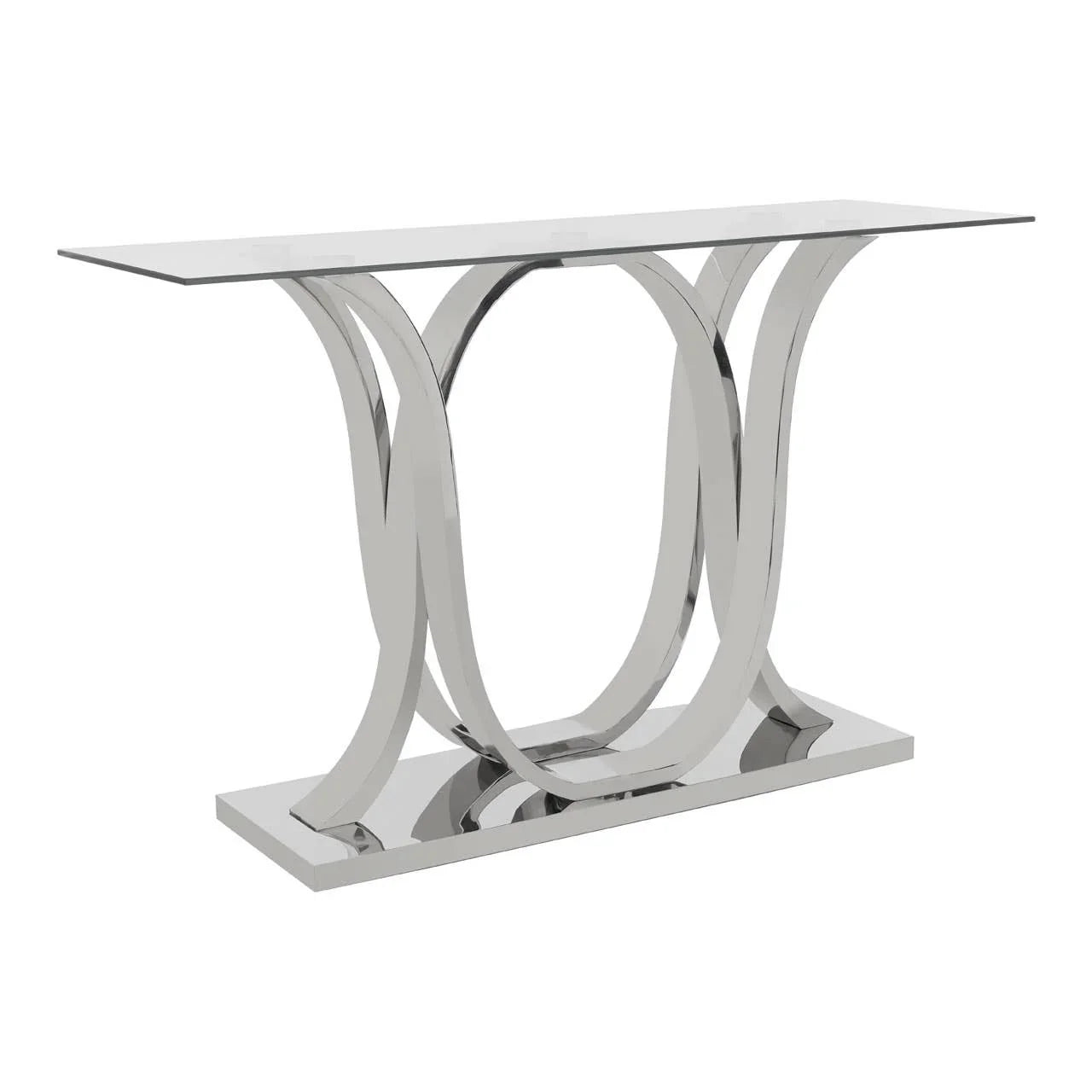 Chrome Elegance Glass Console Table