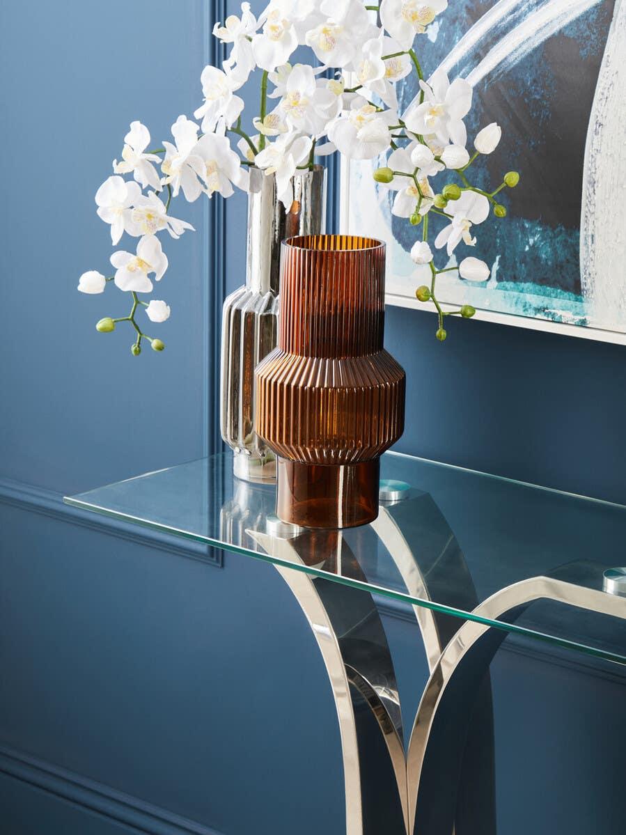 Chrome Elegance Glass Console Table