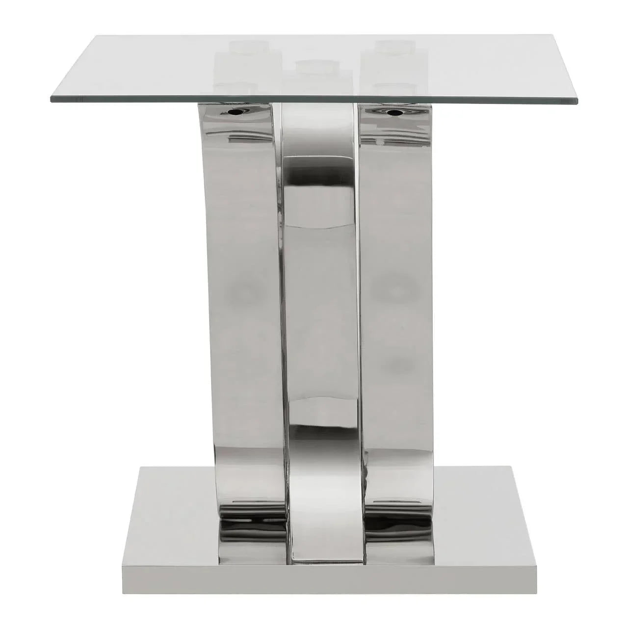 Glamour Glass Steel End Table