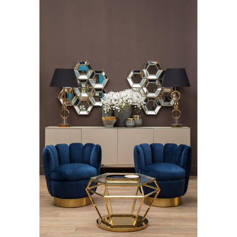 Golden Diamond Glass End Table