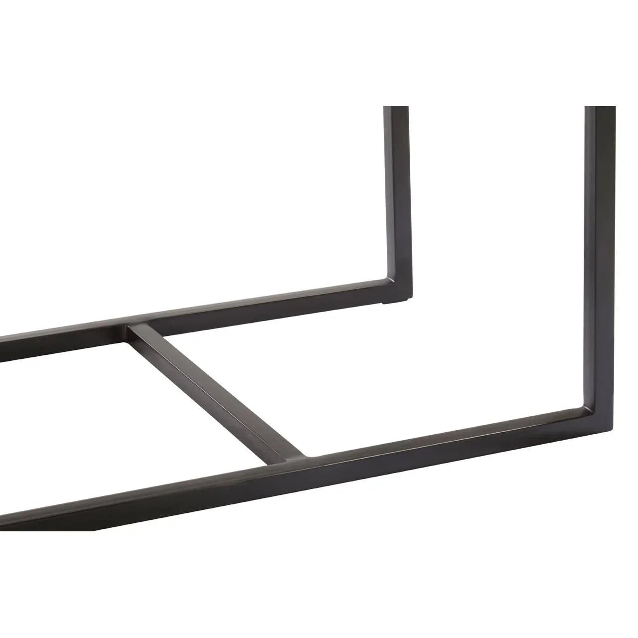 Black metal table frame with rectangular base and crossbar support