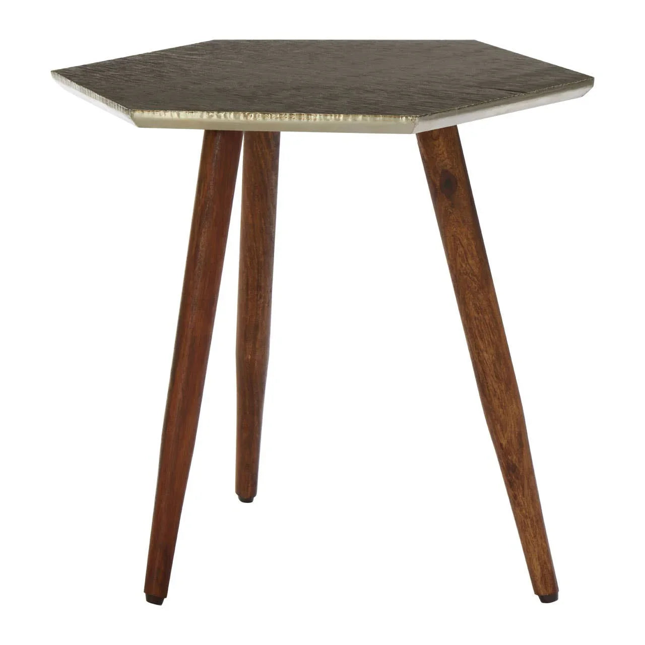 Hexagonal Boho Wooden Side Table