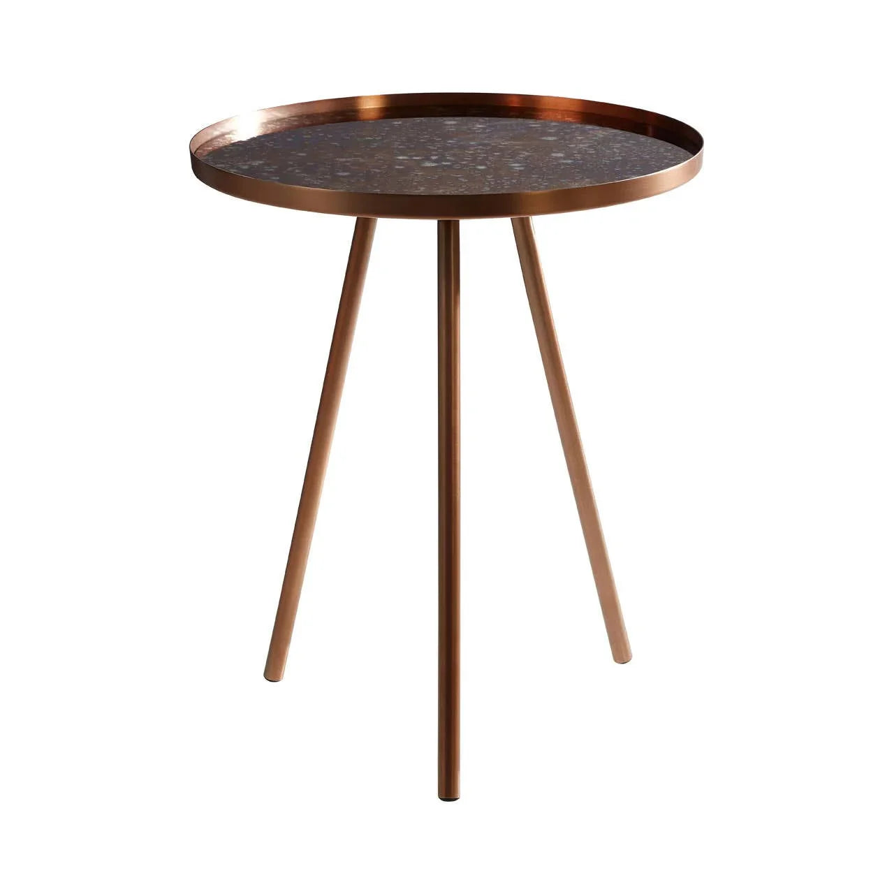 Copper Glass Top Side Table