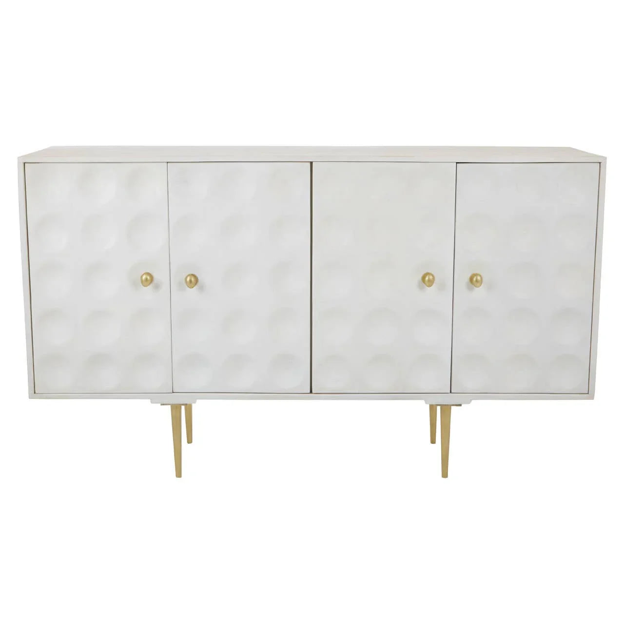 Golden Accent Mango Wood Sideboard with Unique Door Design