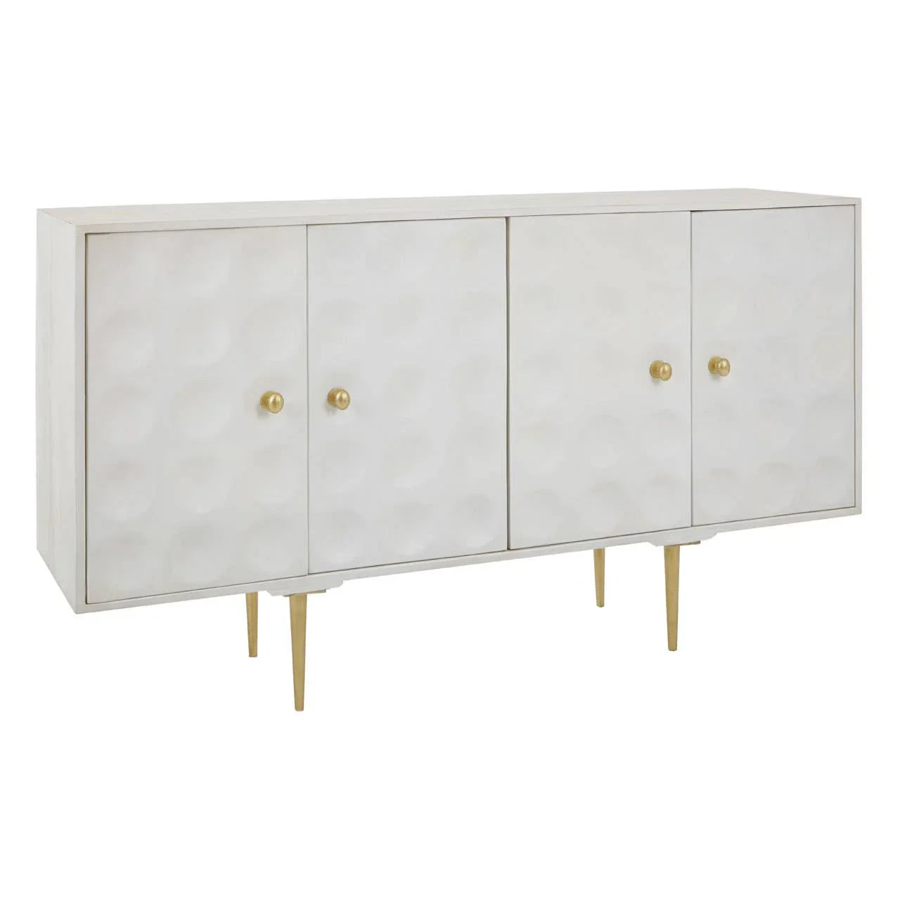Golden Accent Mango Wood Sideboard with Unique Door Design