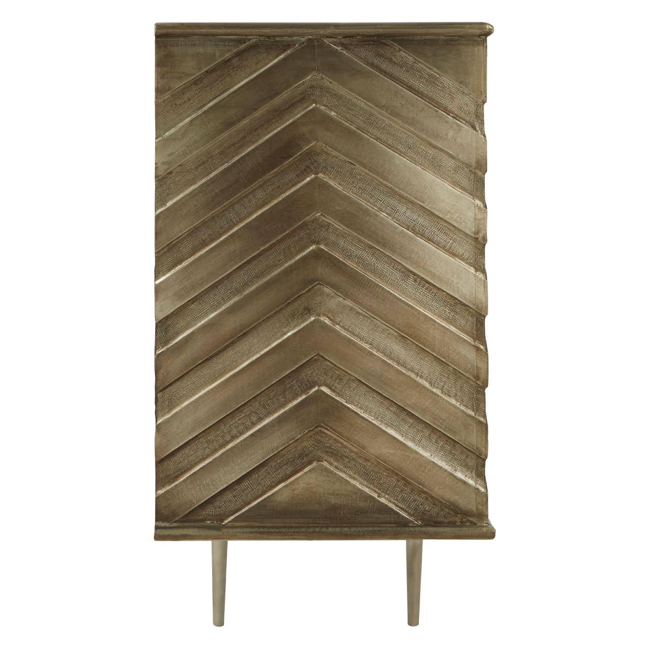 Boho Mango Wood Chevron Sideboard - Nickel Plated Legs