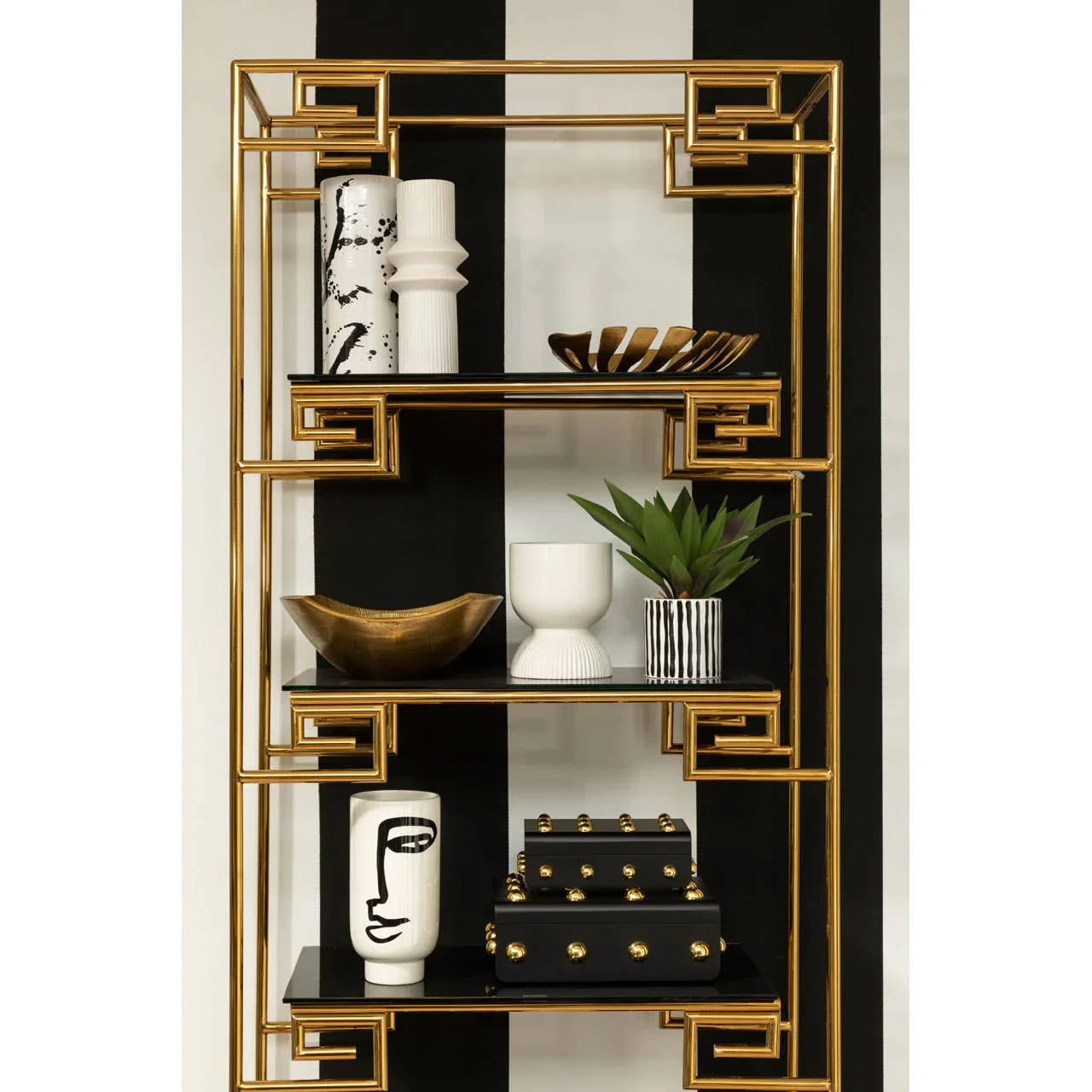 Luxe Gold Glass Bookshelf