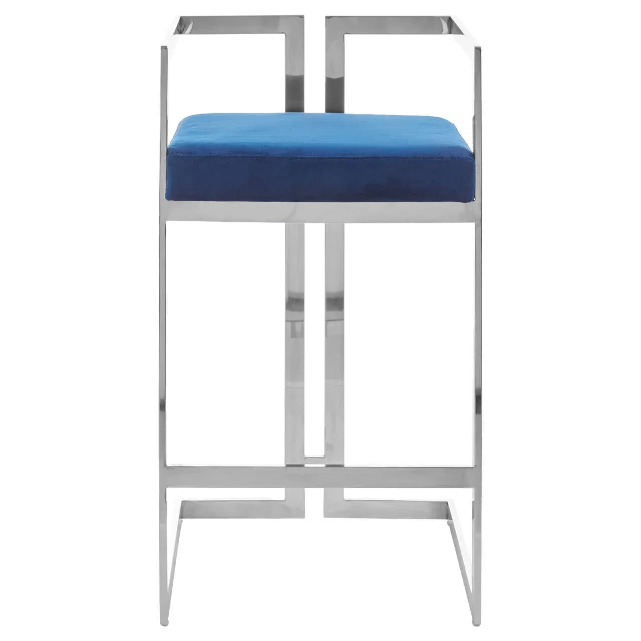 Luxe Blue Velvet Bar Stool