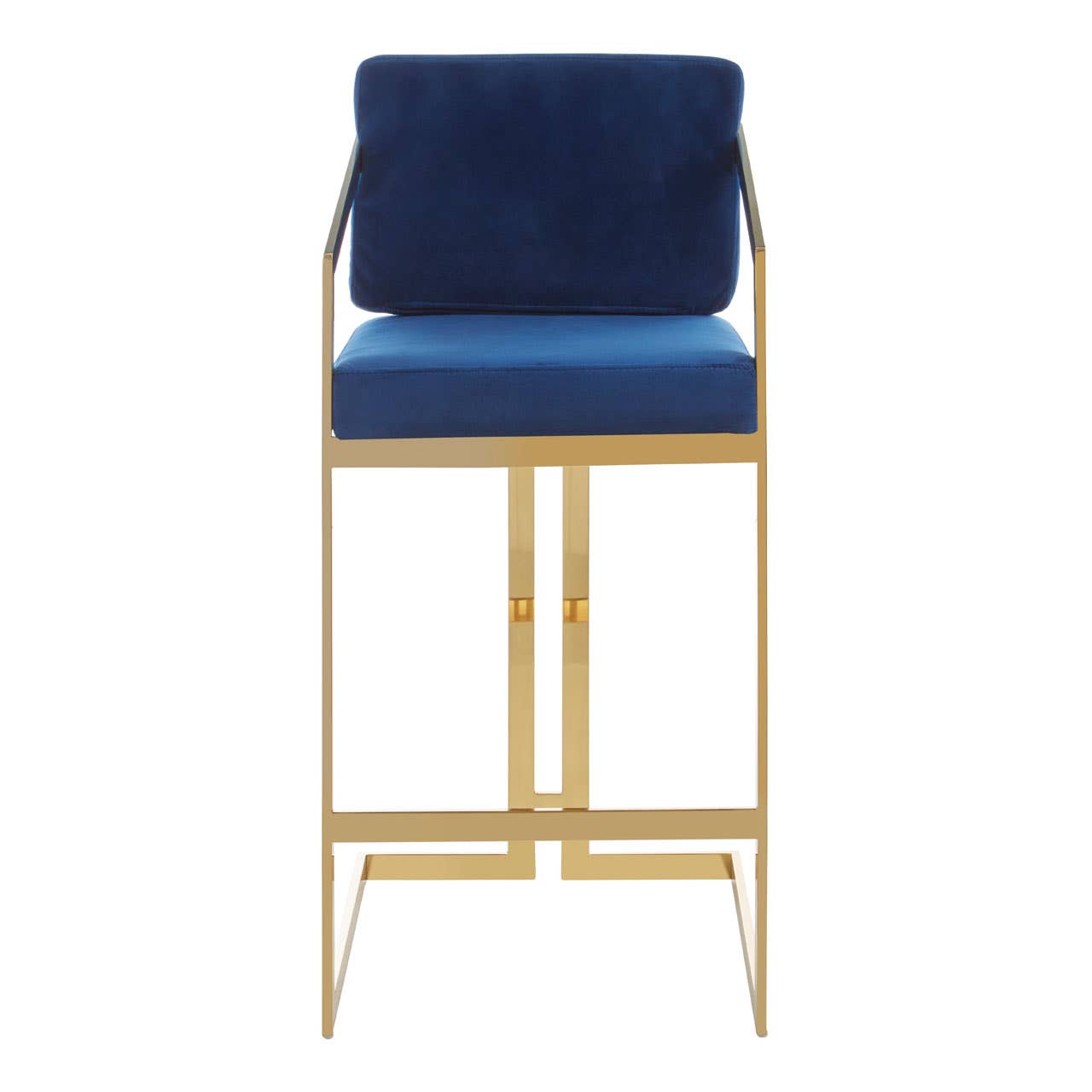 Luxe Blue Velvet Bar Stool