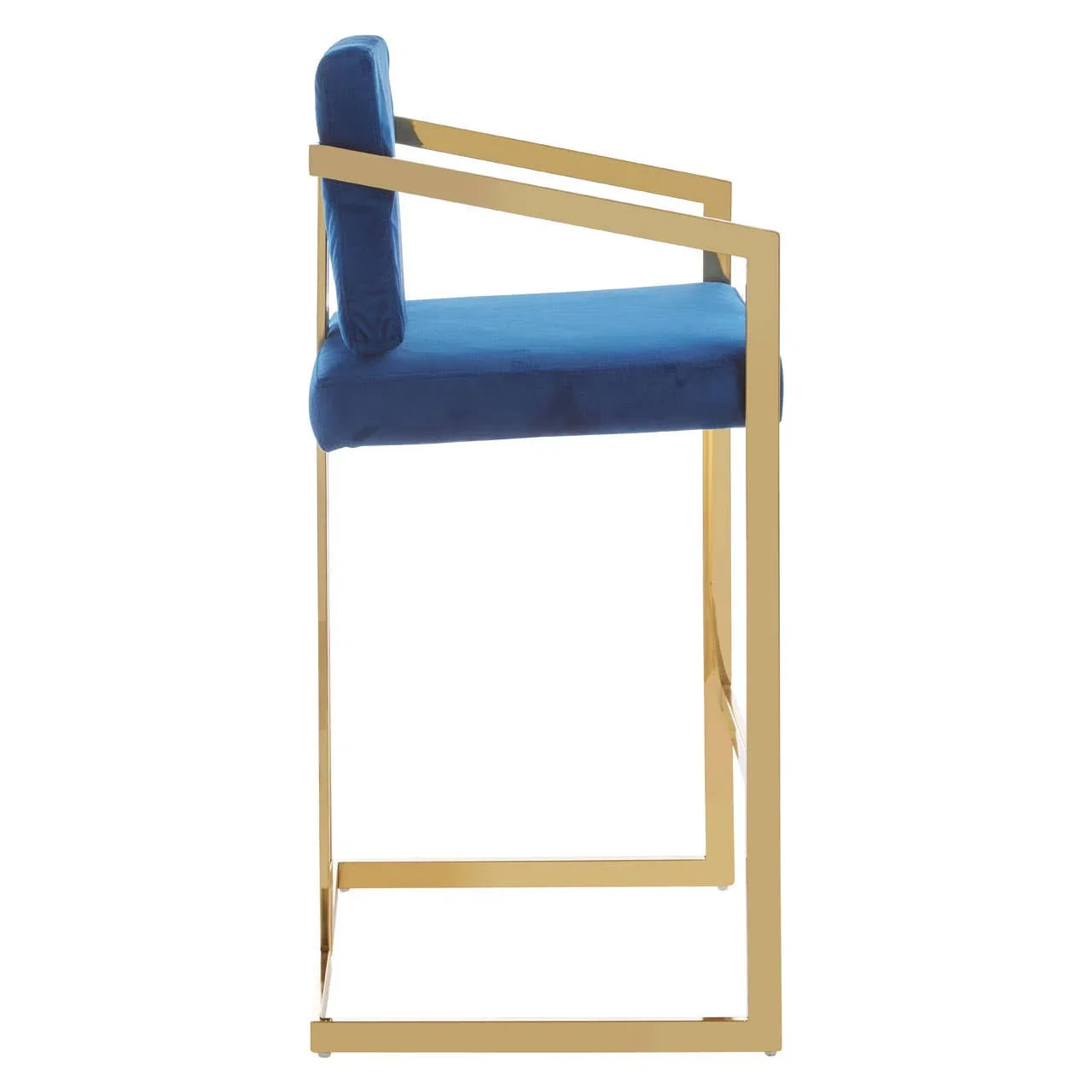Luxe Blue Velvet Bar Stool