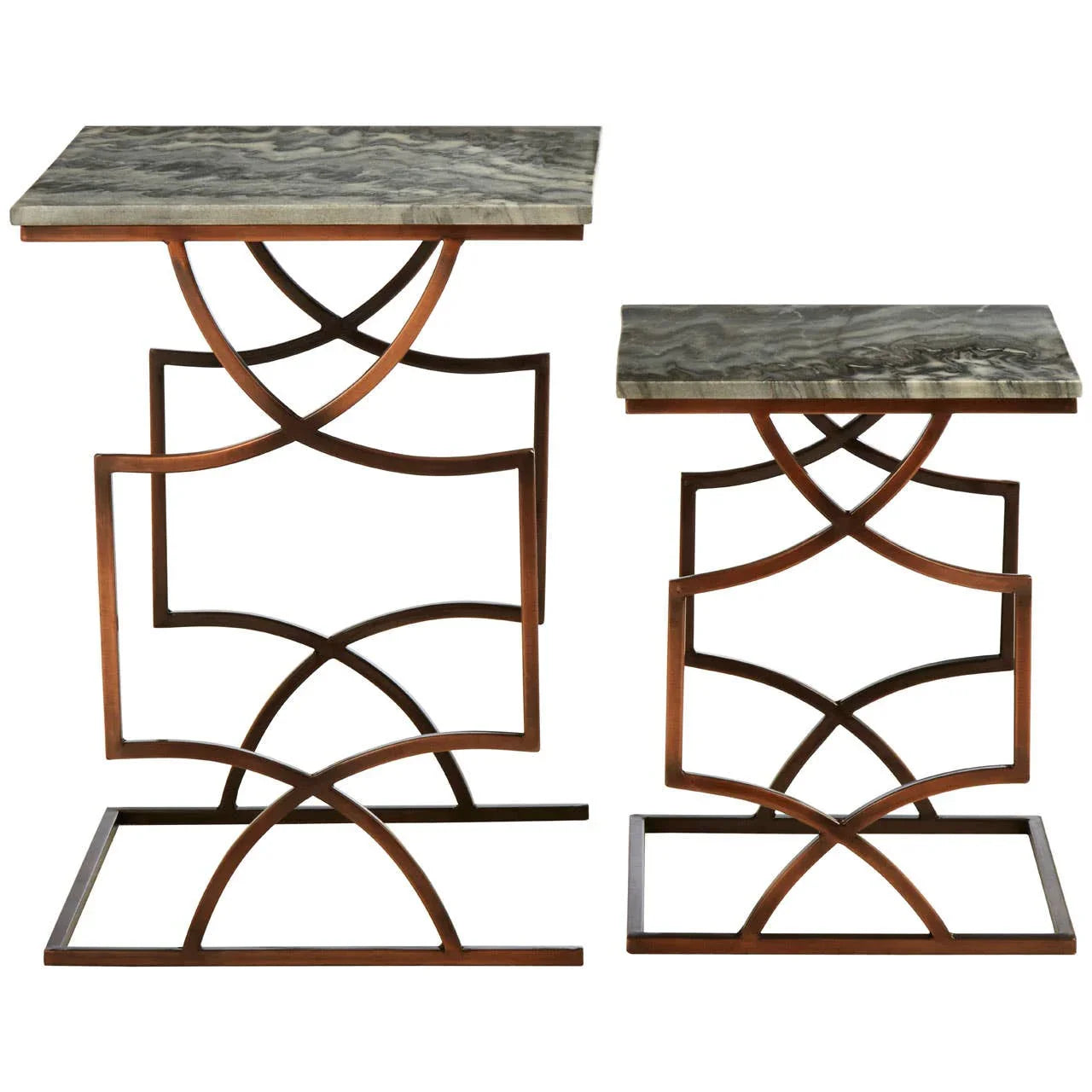 Bronze Marble Side Table Set