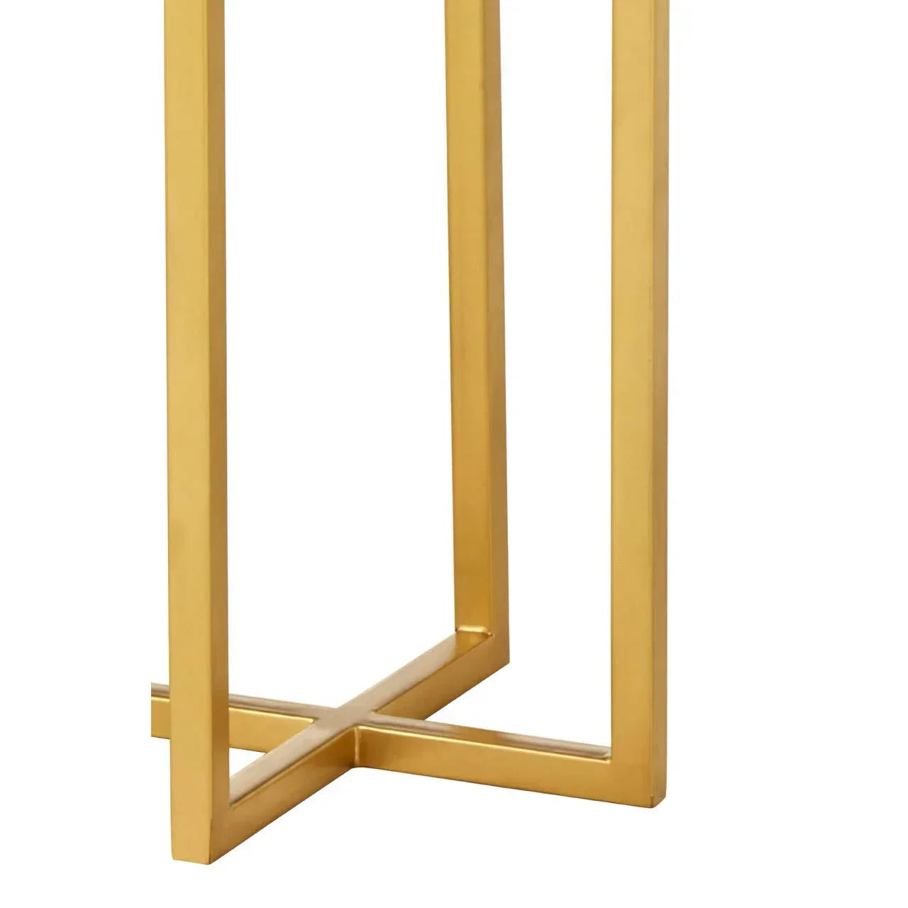 Gold metal table legs with cross base detail
