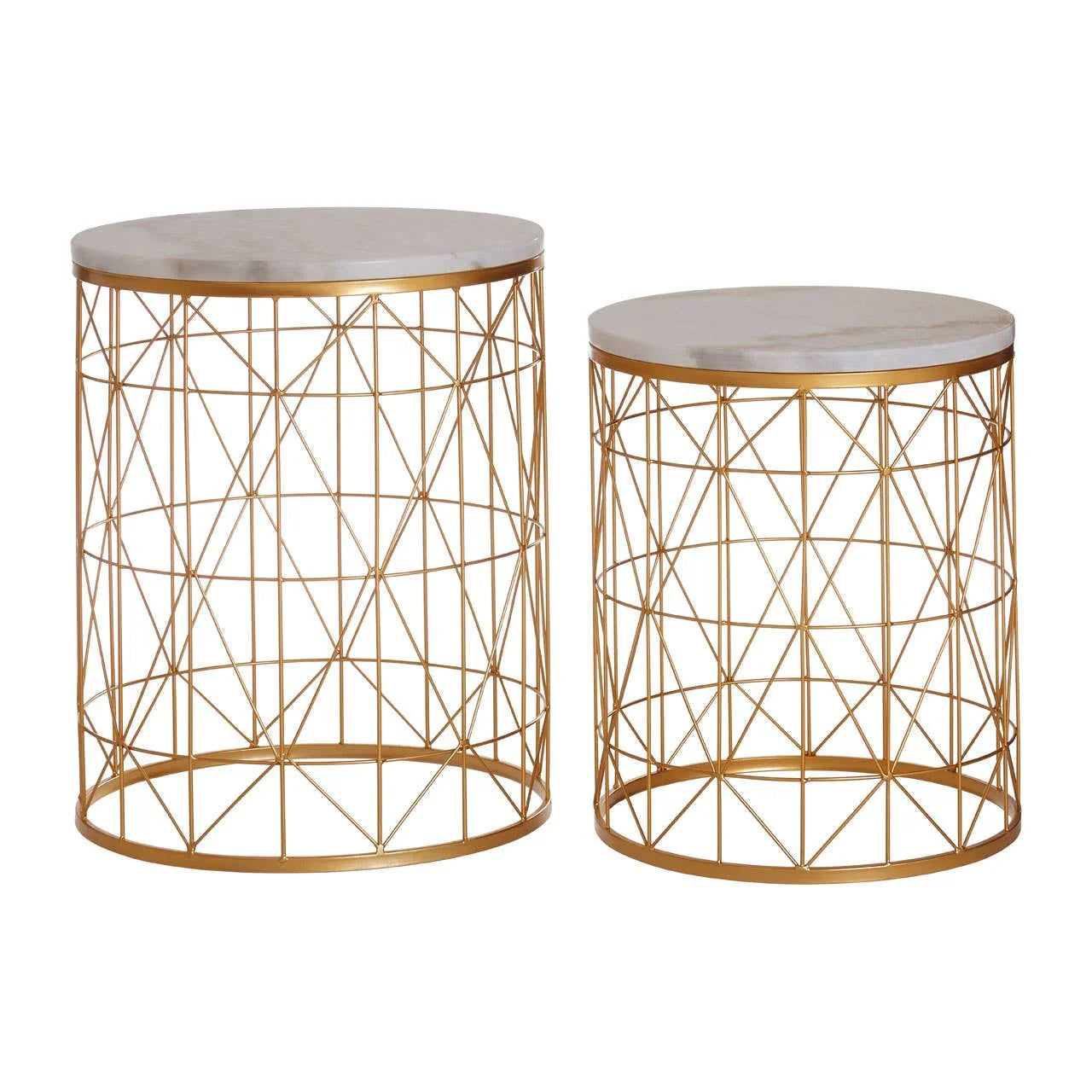 Golden Geometric Side Table Set