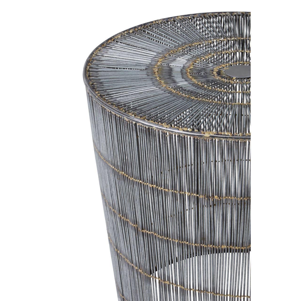 Round metal wire side table with circular top and open frame design