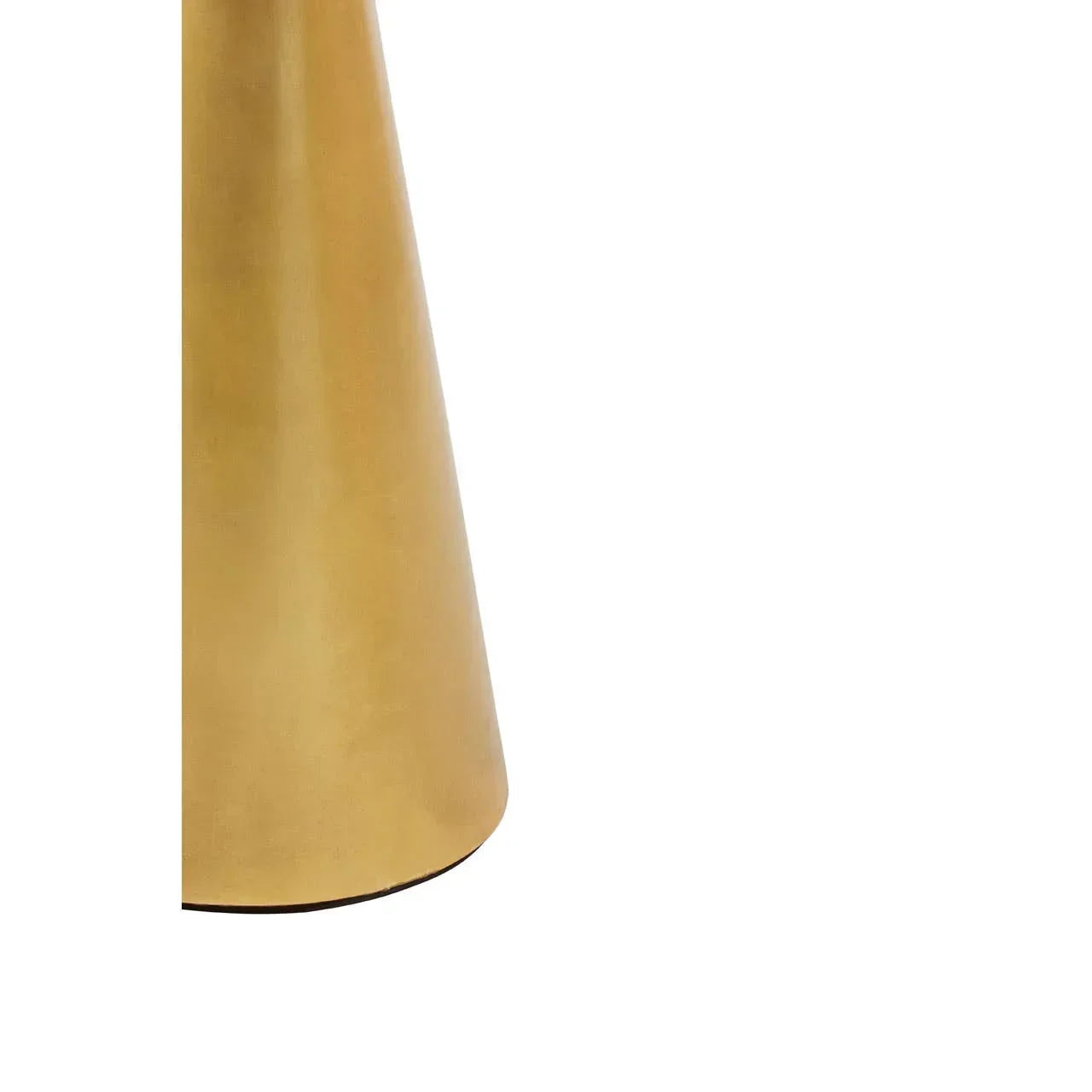 Brushed gold metal table base with smooth conical design