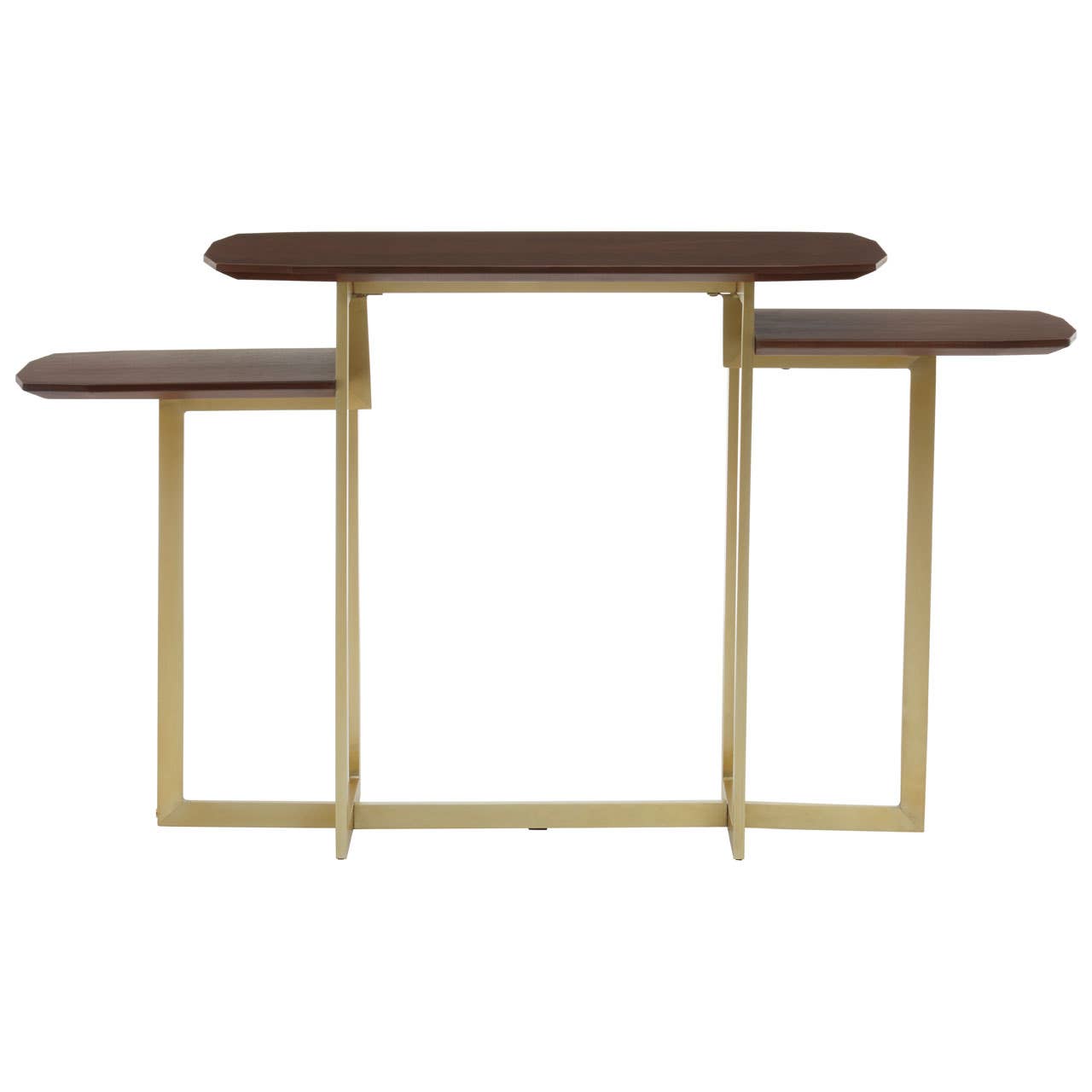 Walnut Gold Tiered Side Table