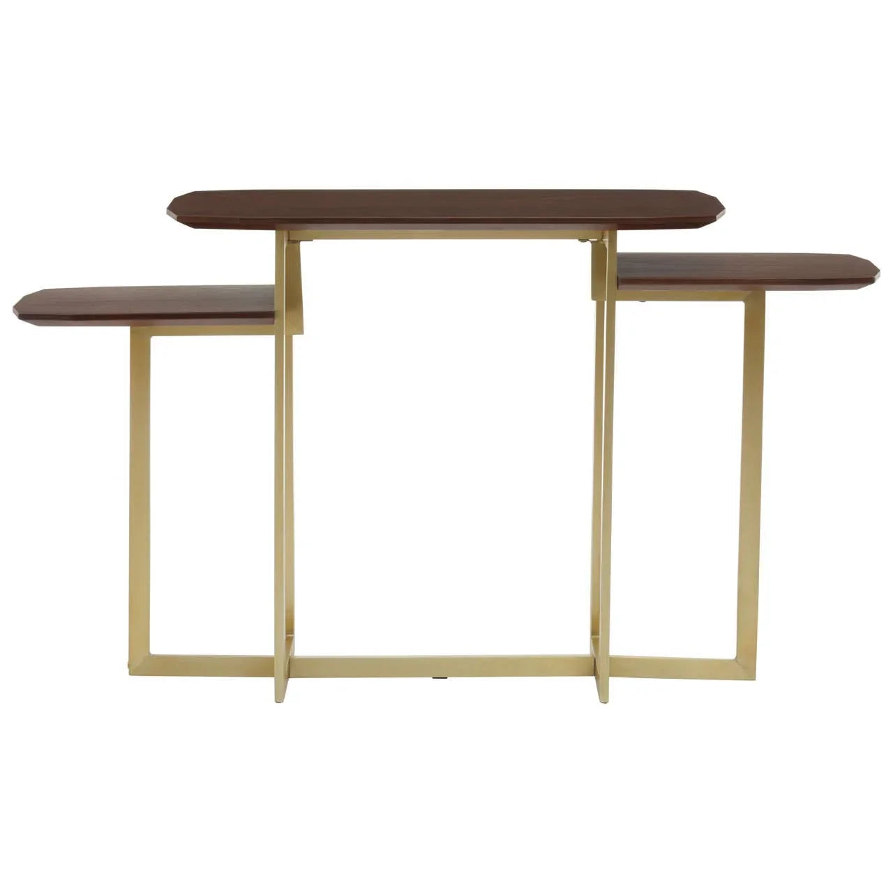 Walnut Gold Tiered Side Table