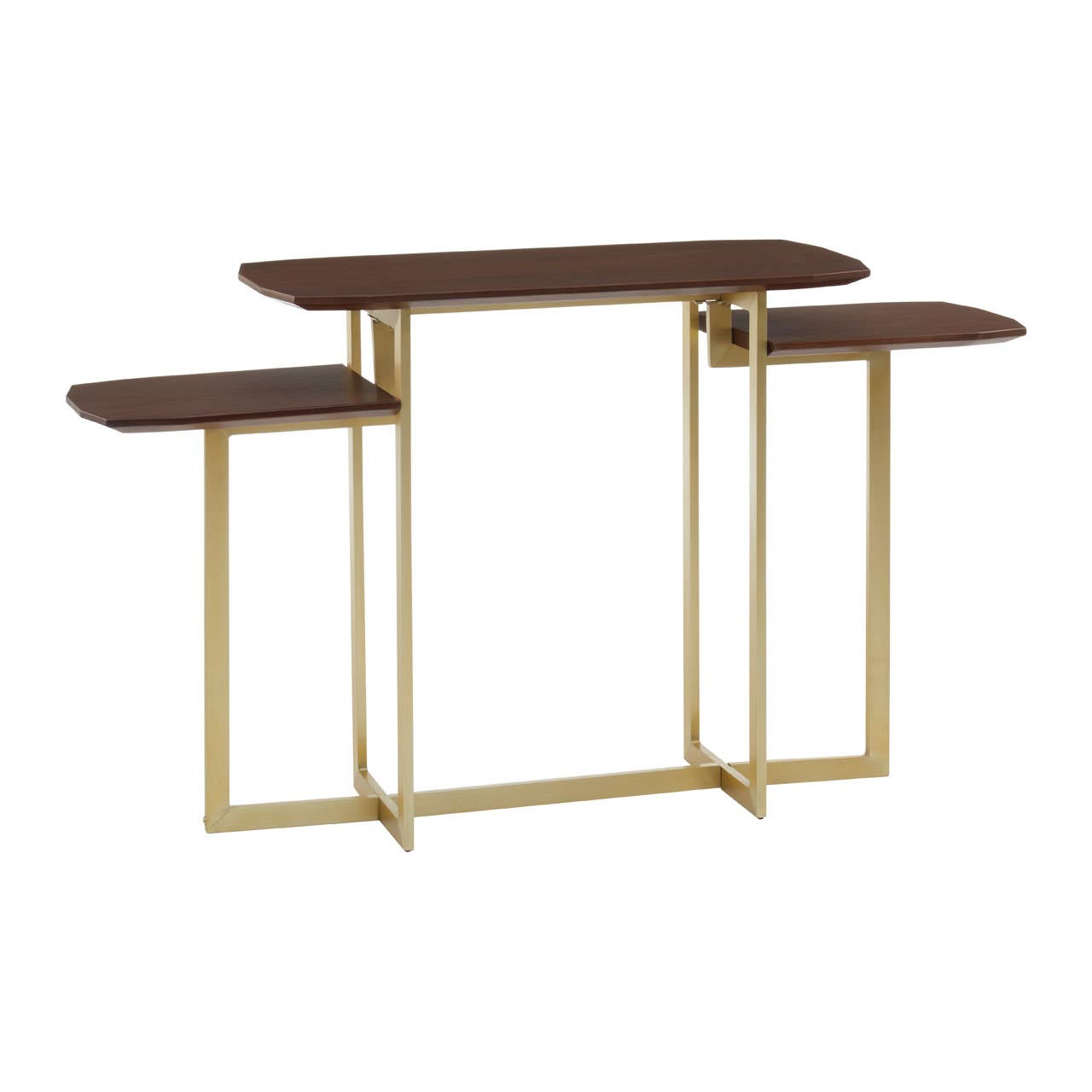 Walnut Gold Tiered Side Table