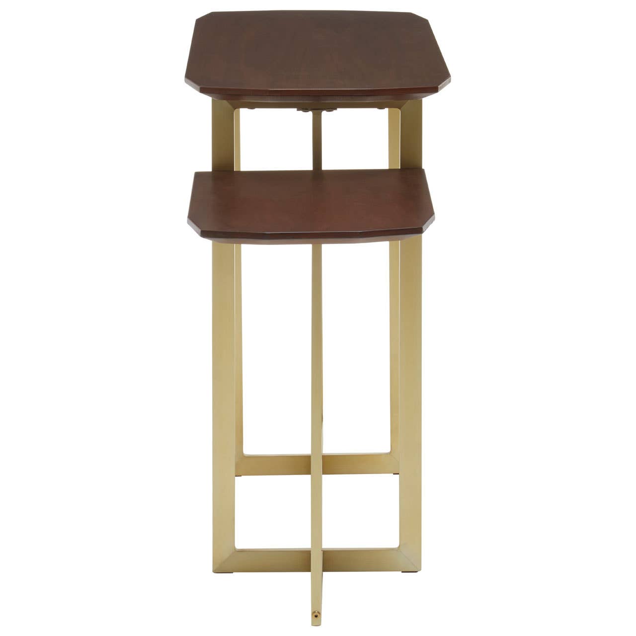 Walnut Gold Tiered Side Table