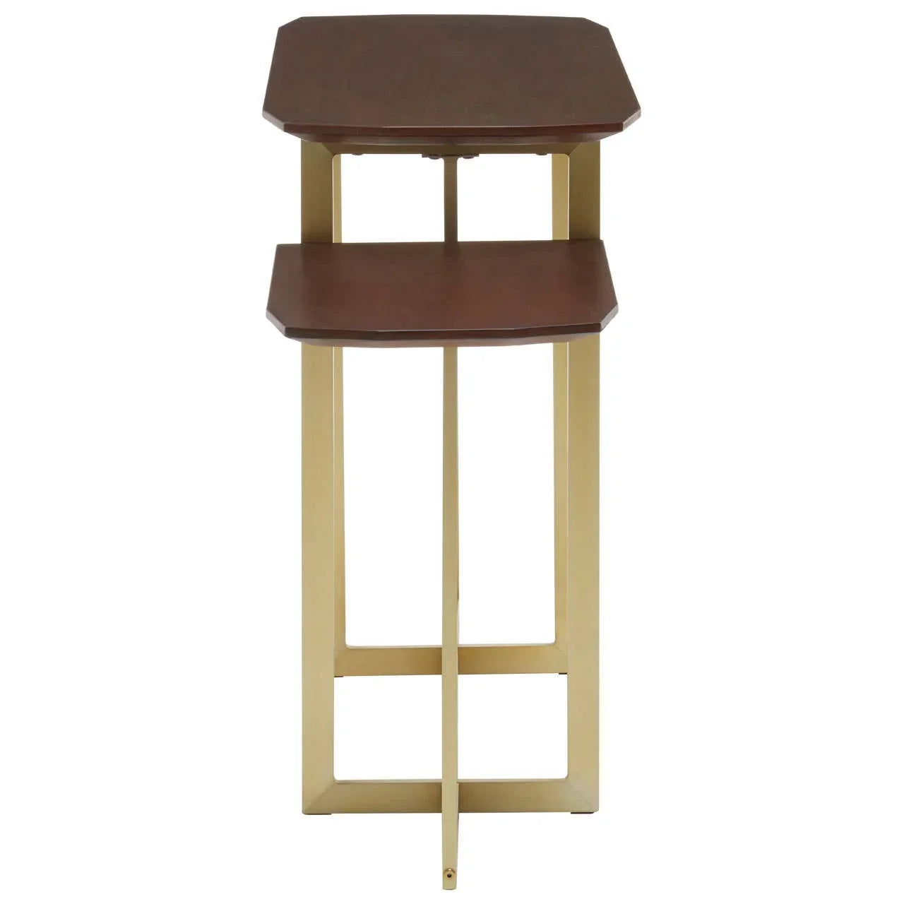 Walnut Gold Tiered Side Table