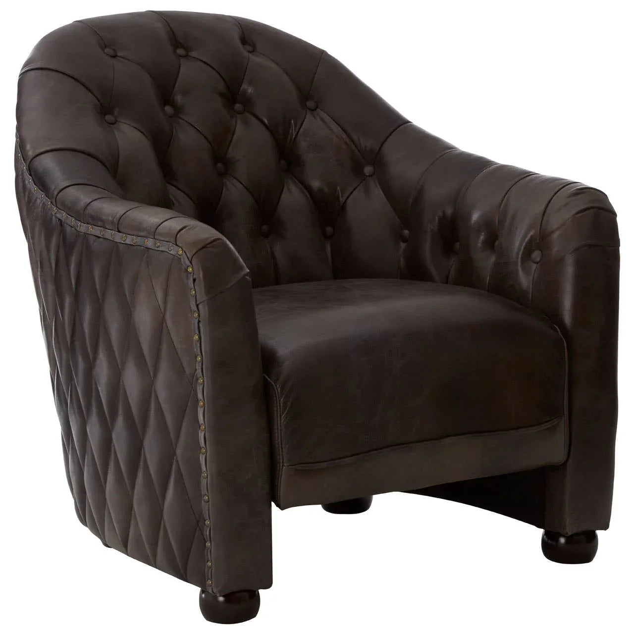 Luxe Grey Button Tufted Armchair