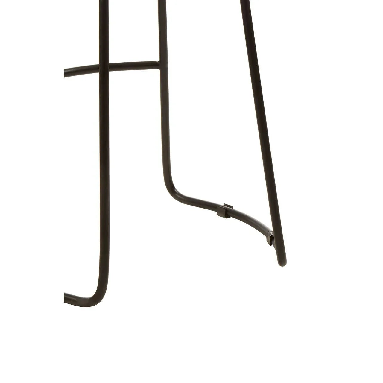 black metal stool legs with curved base support closeup