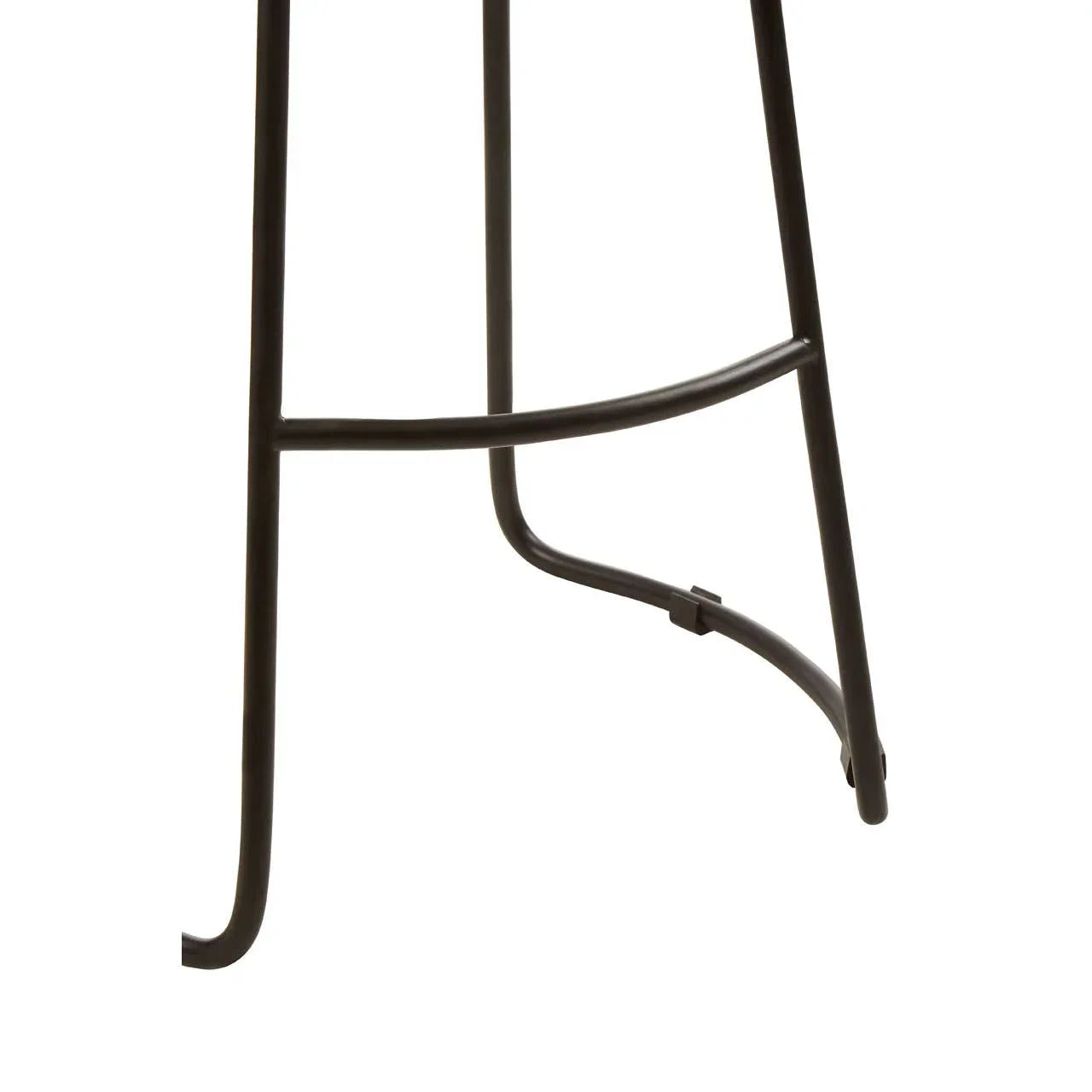 Black metal bar stool legs with curved footrest detail