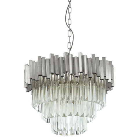 Silver Glass Tiered Chandelier
