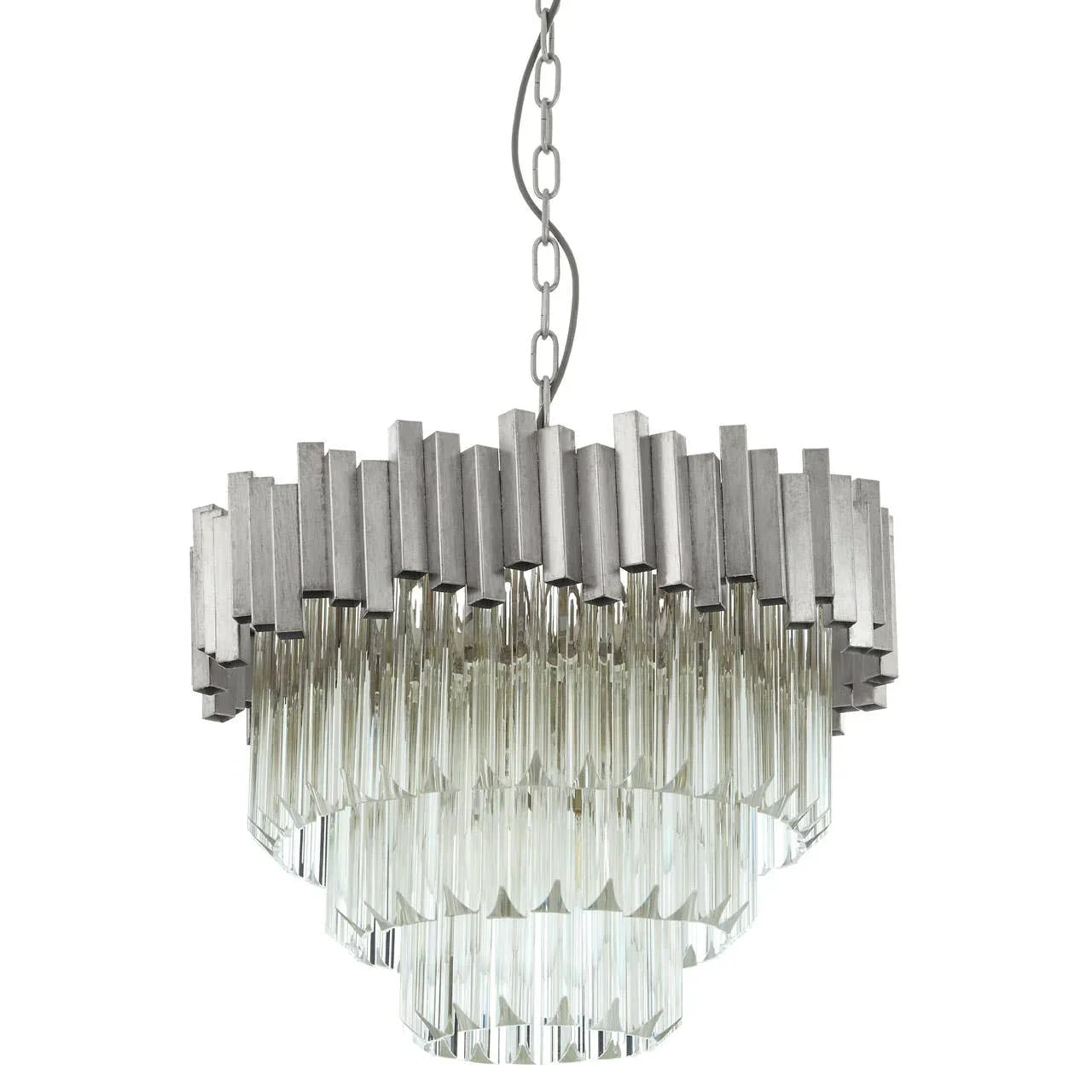 Silver Glass Tiered Chandelier