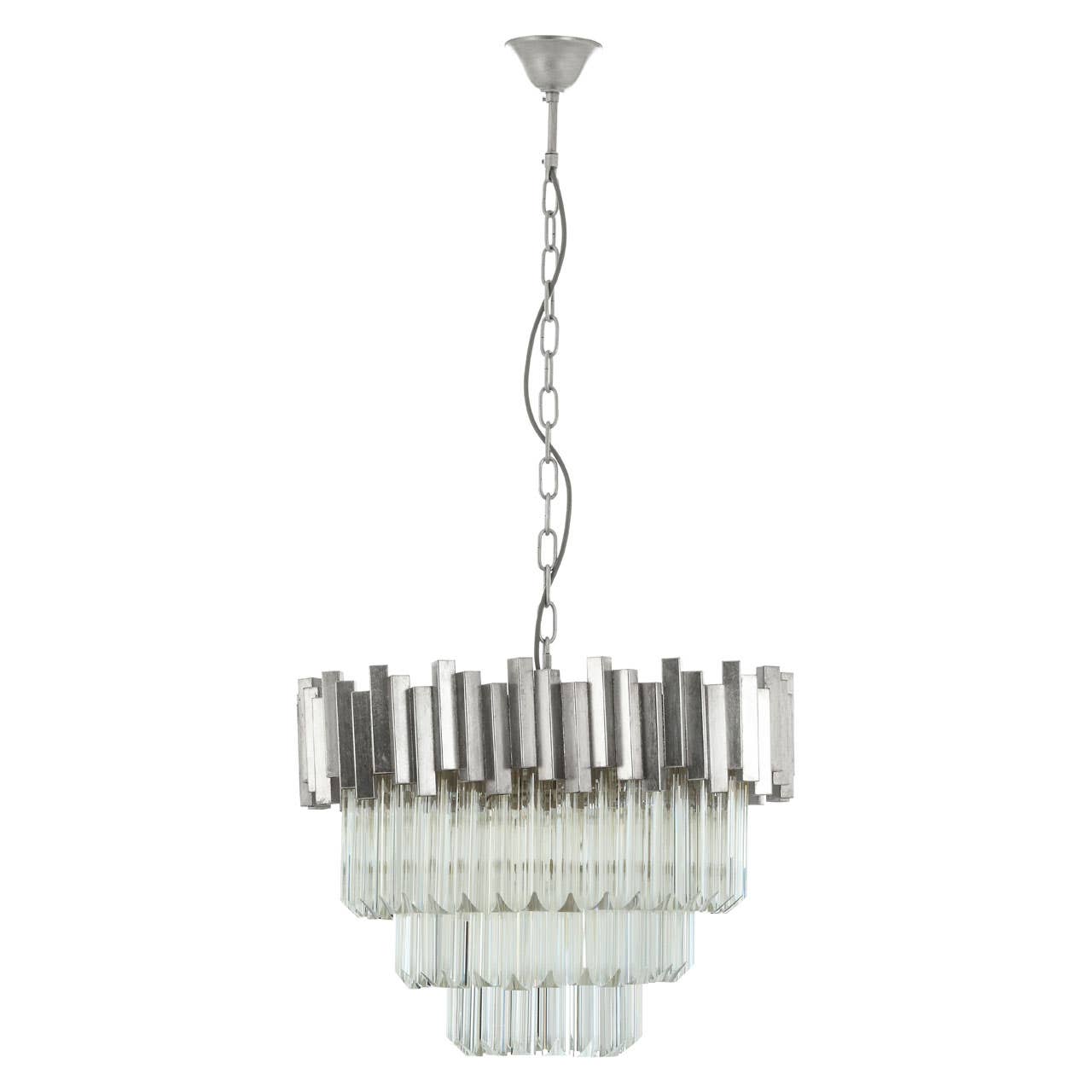 Silver Glass Tiered Chandelier