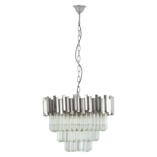 Silver Glass Tiered Chandelier