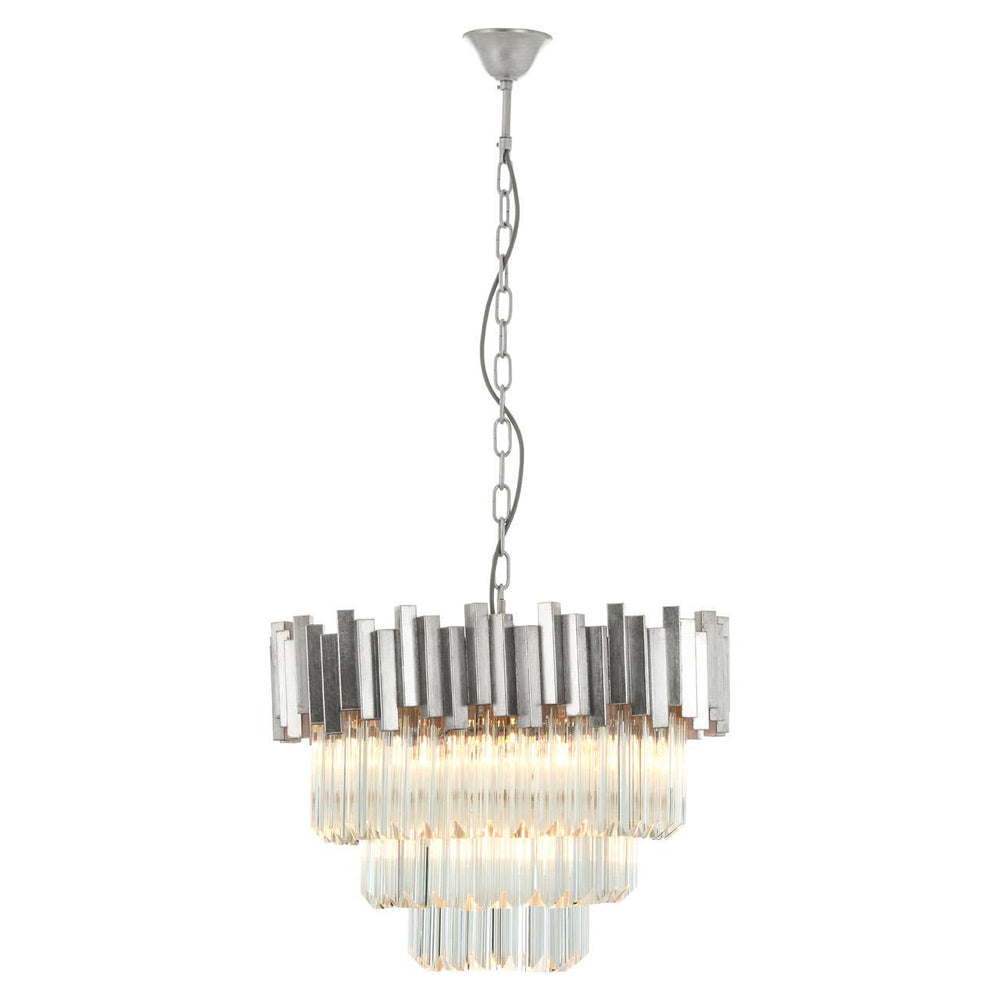 Silver Glass Tiered Chandelier
