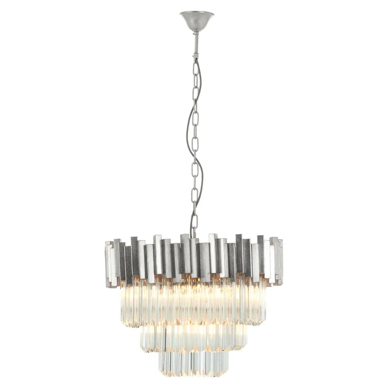 Silver Glass Tiered Chandelier