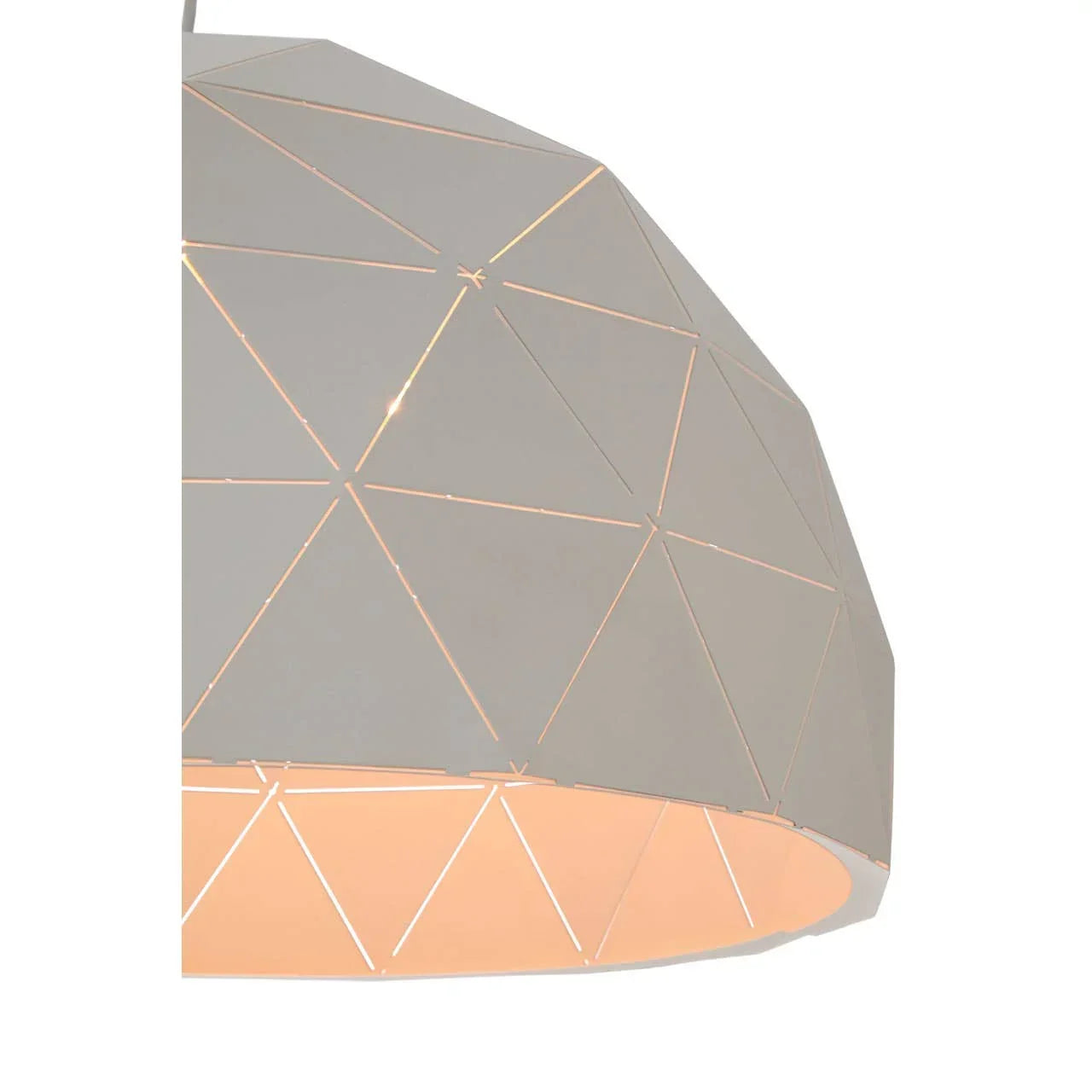Geometric metal pendant light shade with triangular cutout design in matte finish